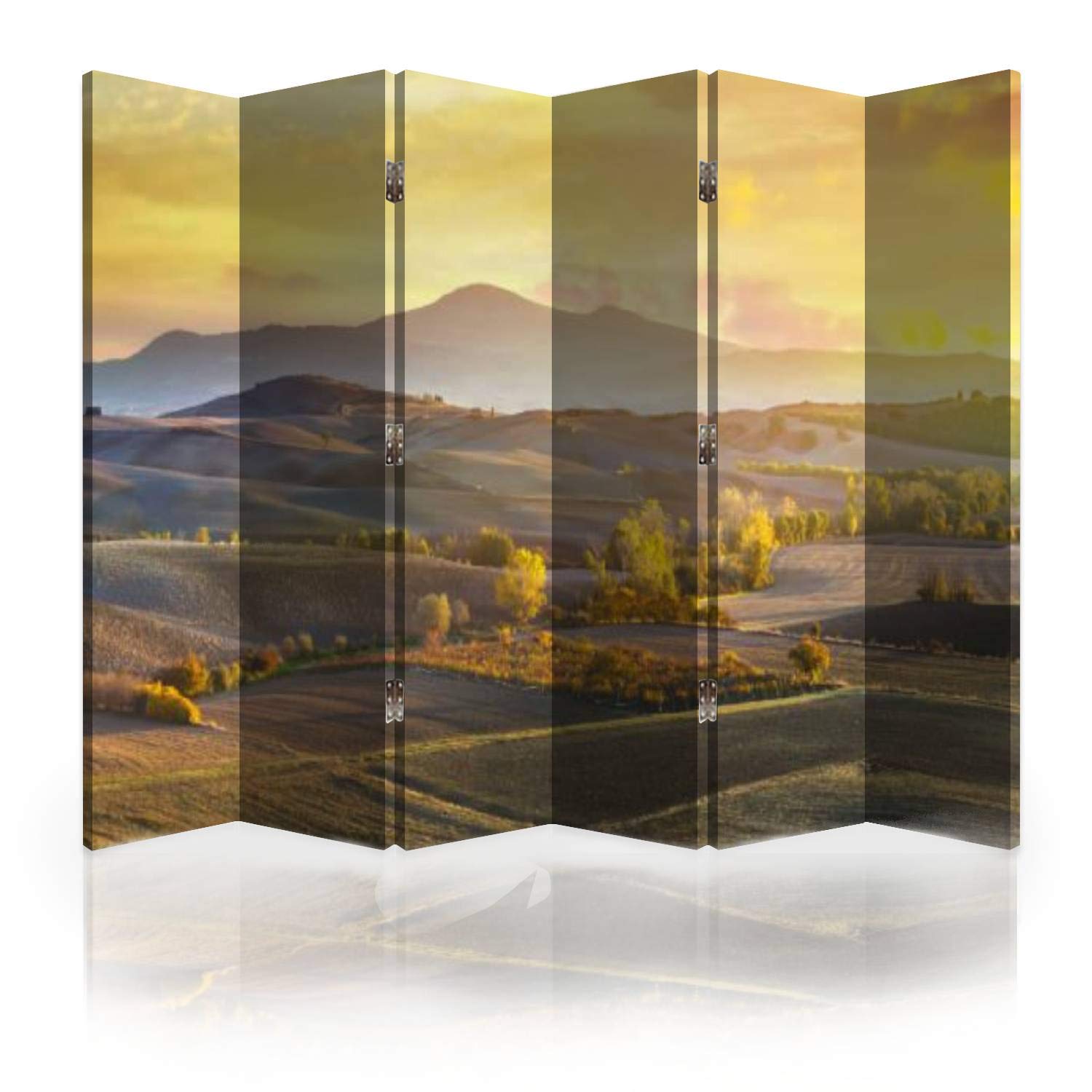 6-Panel Canvas Room Divider Screen - Tuscan Autumn Landscape Folding Privacy Partition for Bedroom, Office & Living Room | Decorative Wall Separator for Home & Commercial Spaces