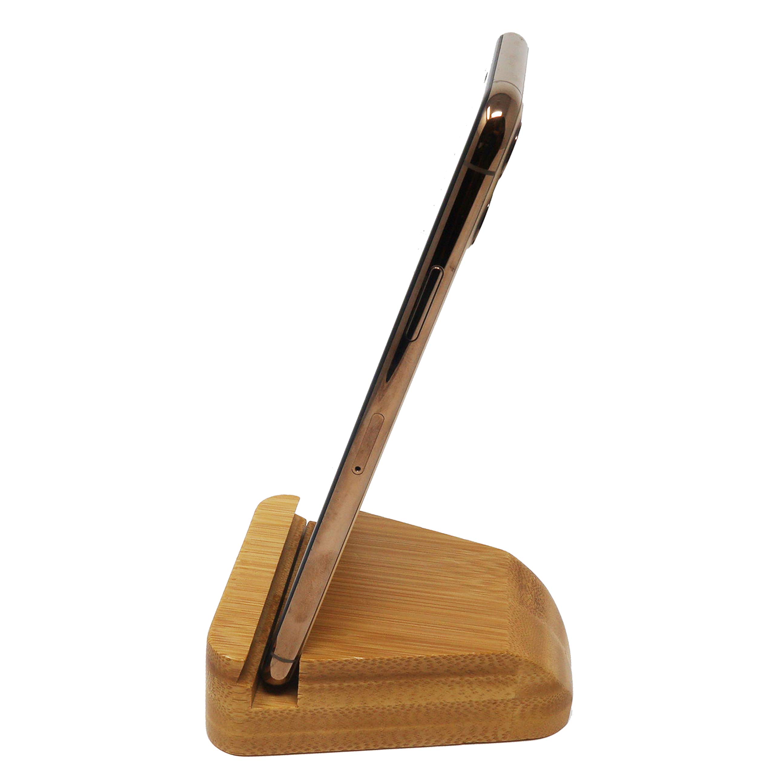 Premium Bamboo Phone Stand - Adjustable Desktop Cell Phone Holder for iPhone, Samsung, Tablets | Perfect for Home, Office, Video Calls & Hands-Free Viewing