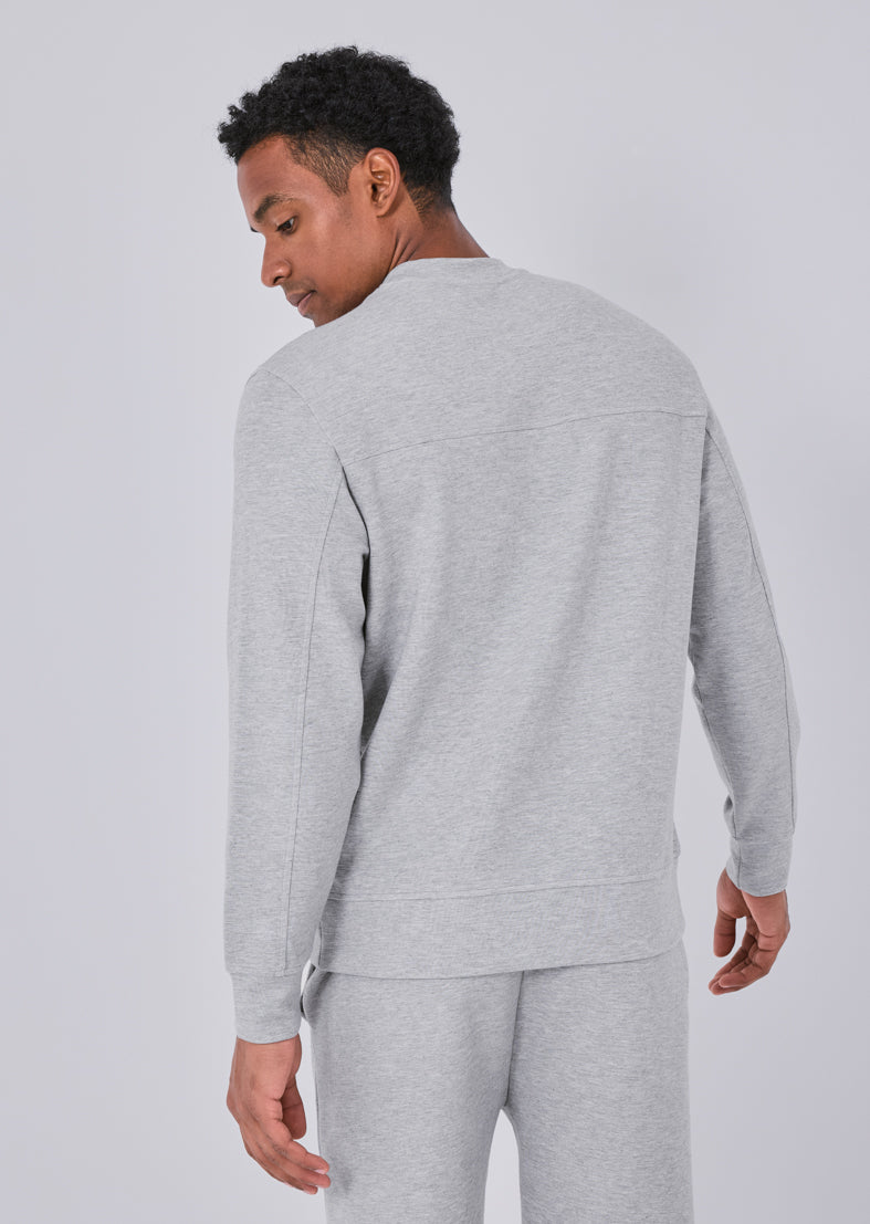 Men's Comfortable All Around Lounge Crew Neck Sweatshirt - Soft Cotton Blend Pullover for Casual Wear, Gym & Home Relaxation - Grey Marl