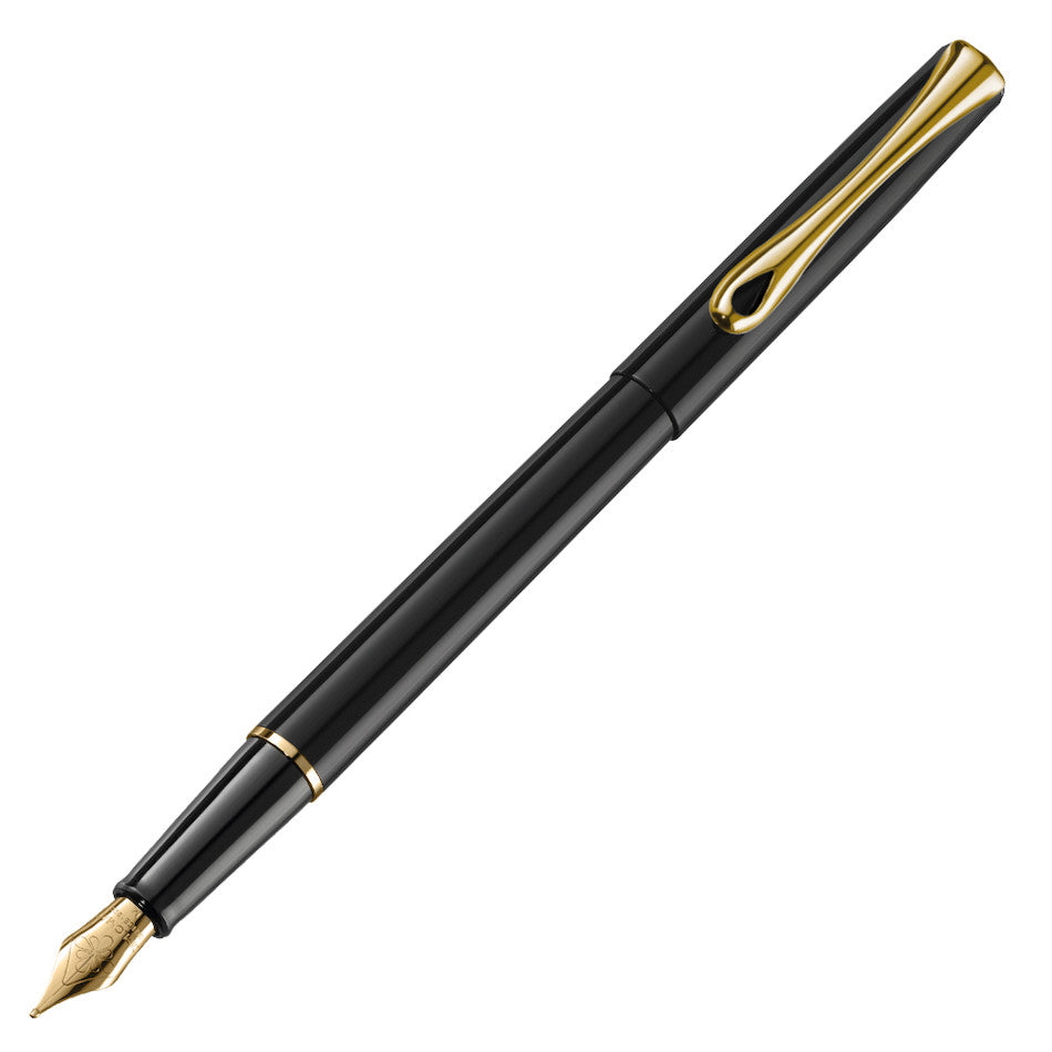 Diplomat Traveller Fountain Pen - Black Lacquer with Gold Trim | Premium Writing Instrument for Business, Gifting & Everyday Use