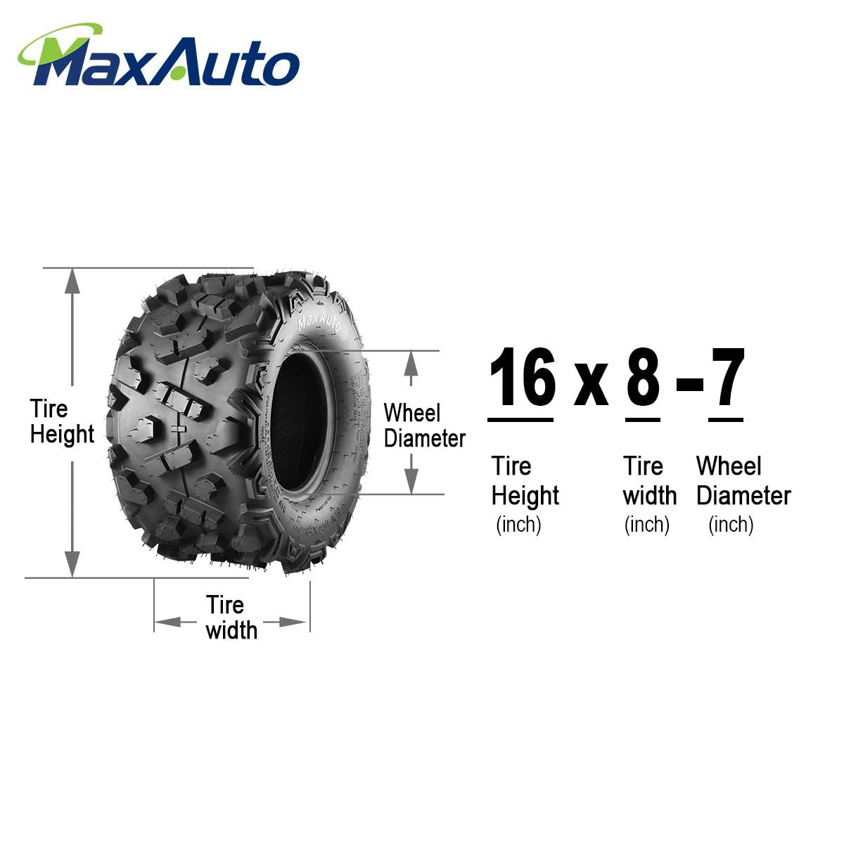 MaxAuto 16x8-7 ATV Tires 6-Ply Tubeless - 2 Pack for Go-Karts, Mini Bikes & UTVs | All-Terrain Off-Road Performance | Perfect for Trail Riding, Racing & Outdoor Adventures