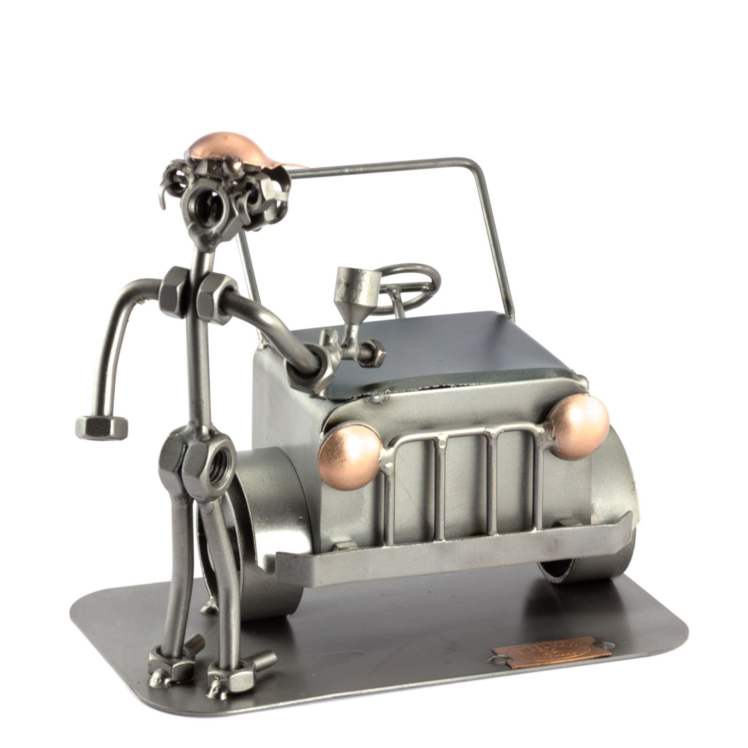 Handmade Metal Auto Body Painter Sculpture - Nuts and Bolts Figurine Ornament | German Craftsmanship | Perfect for Workshop Decor, Car Enthusiast Gifts & Unique Home Accents