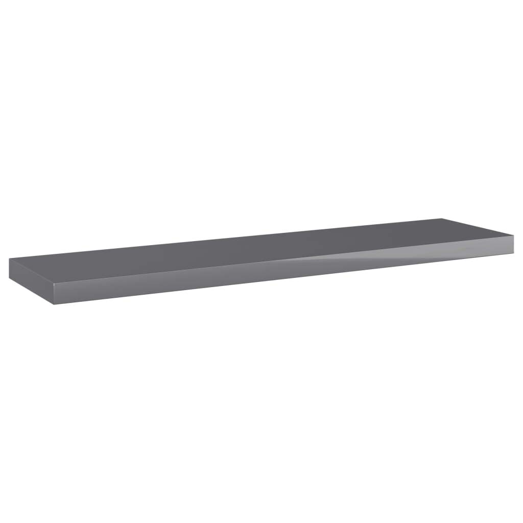 Wall Mounted Floating Shelves Set of 4 - 15.7x3.9x0.6 Inch High Gloss Gray Display Ledge & Storage Rack for Living Room, Kitchen, Office, Bookshelf - Perfect for Organizing Books, Decor & Kitchen Essentials
