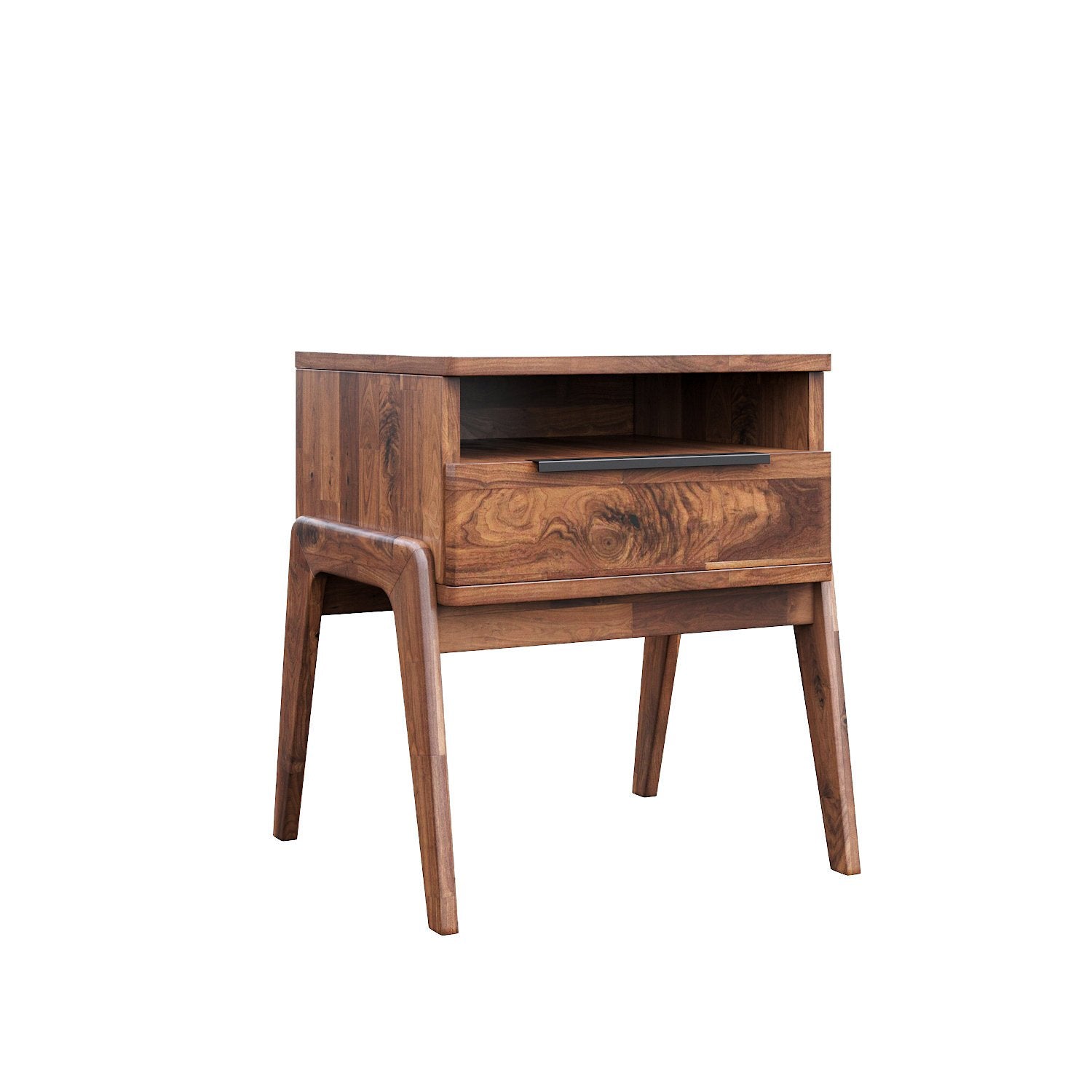 1 Drawer with Open Shelf Nightstand - Modern Bedside Table for Bedroom, Living Room, or Office - Perfect for Storing Books, Lamps, and Bedroom Essentials