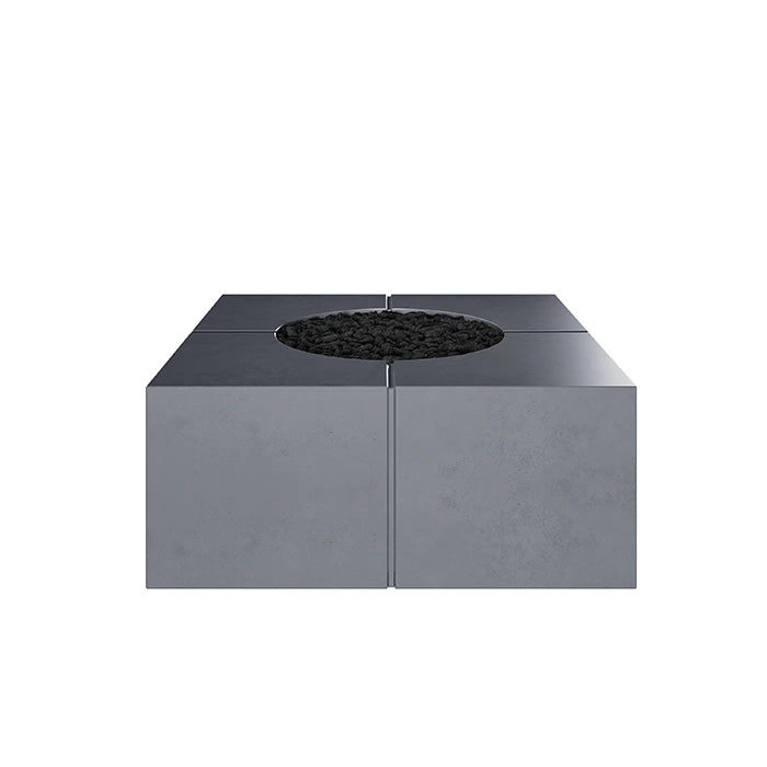 Bloq Square Fire Pit Table - Outdoor Gas Fire Pit with Lava Rocks, Perfect for Patio, Backyard, and Garden Gatherings