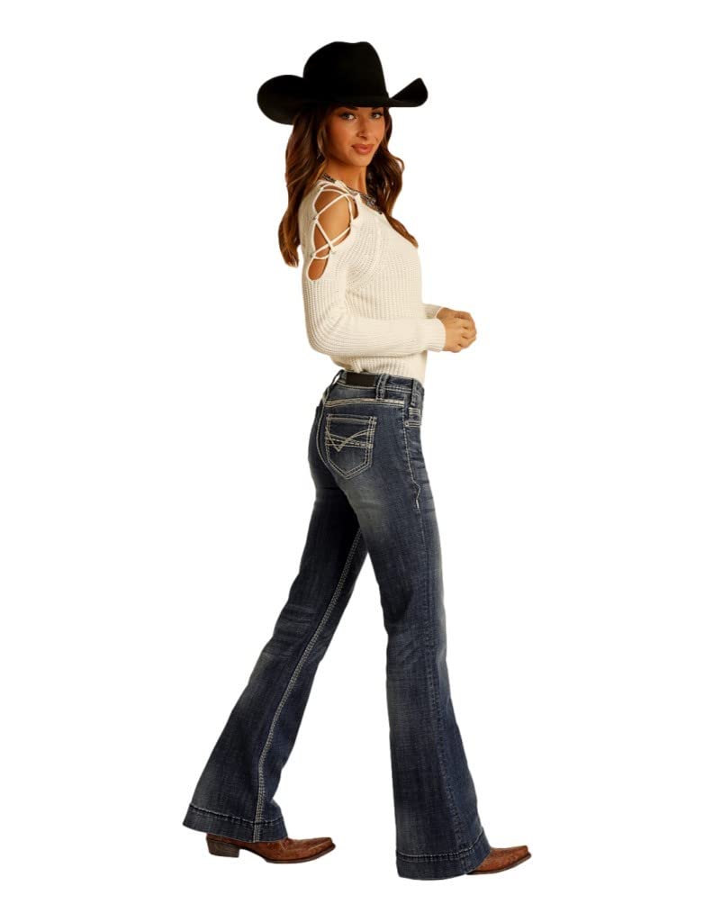 Women's Rock and Roll Cowgirl Bootcut Jeans - Vintage Western Denim Pants for Country Music Festivals & Rodeo Events