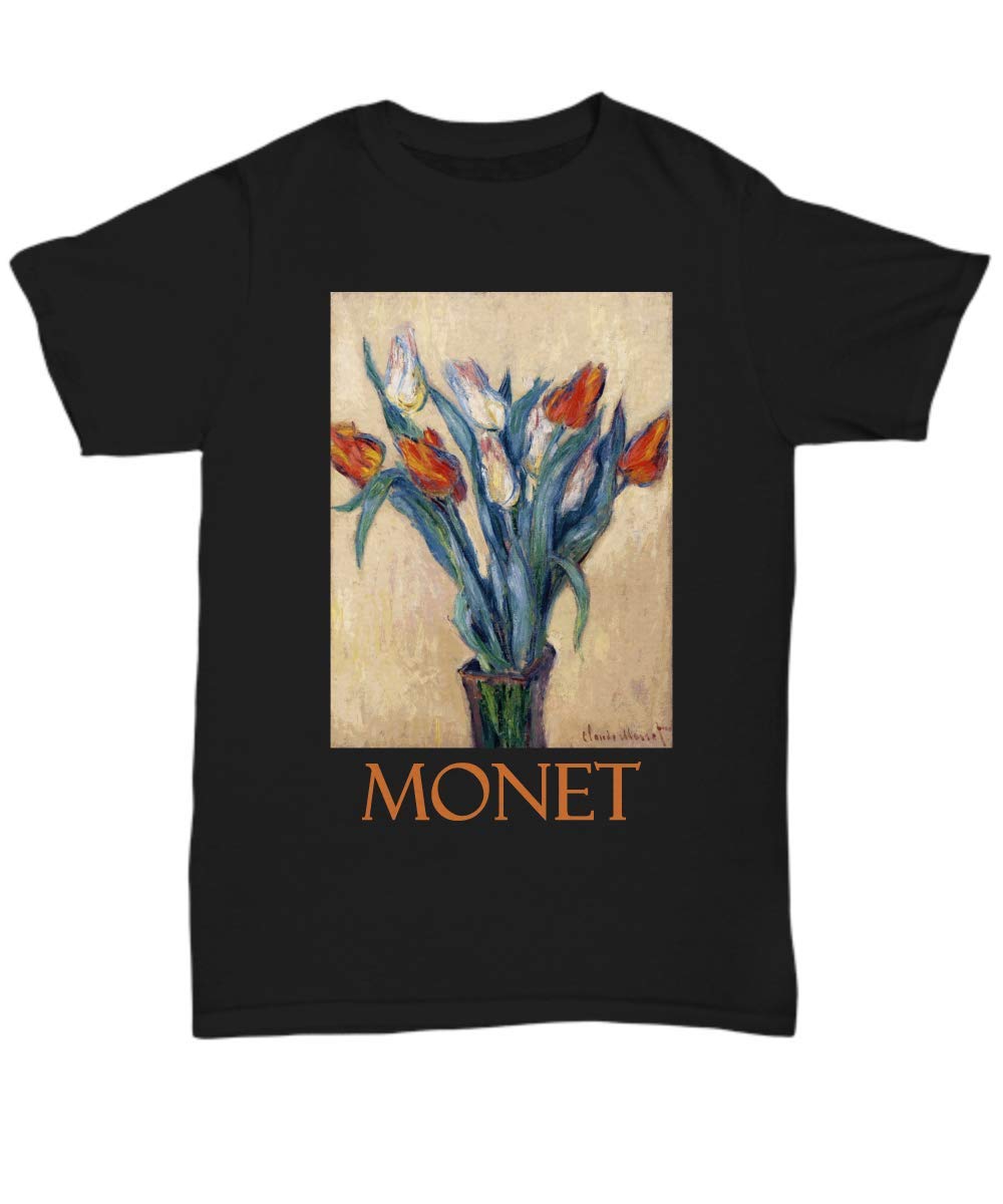 Claude Monet Tulips Vase Art Print Unisex T-Shirt - Perfect for Art Lovers, Casual Wear & Gift Giving