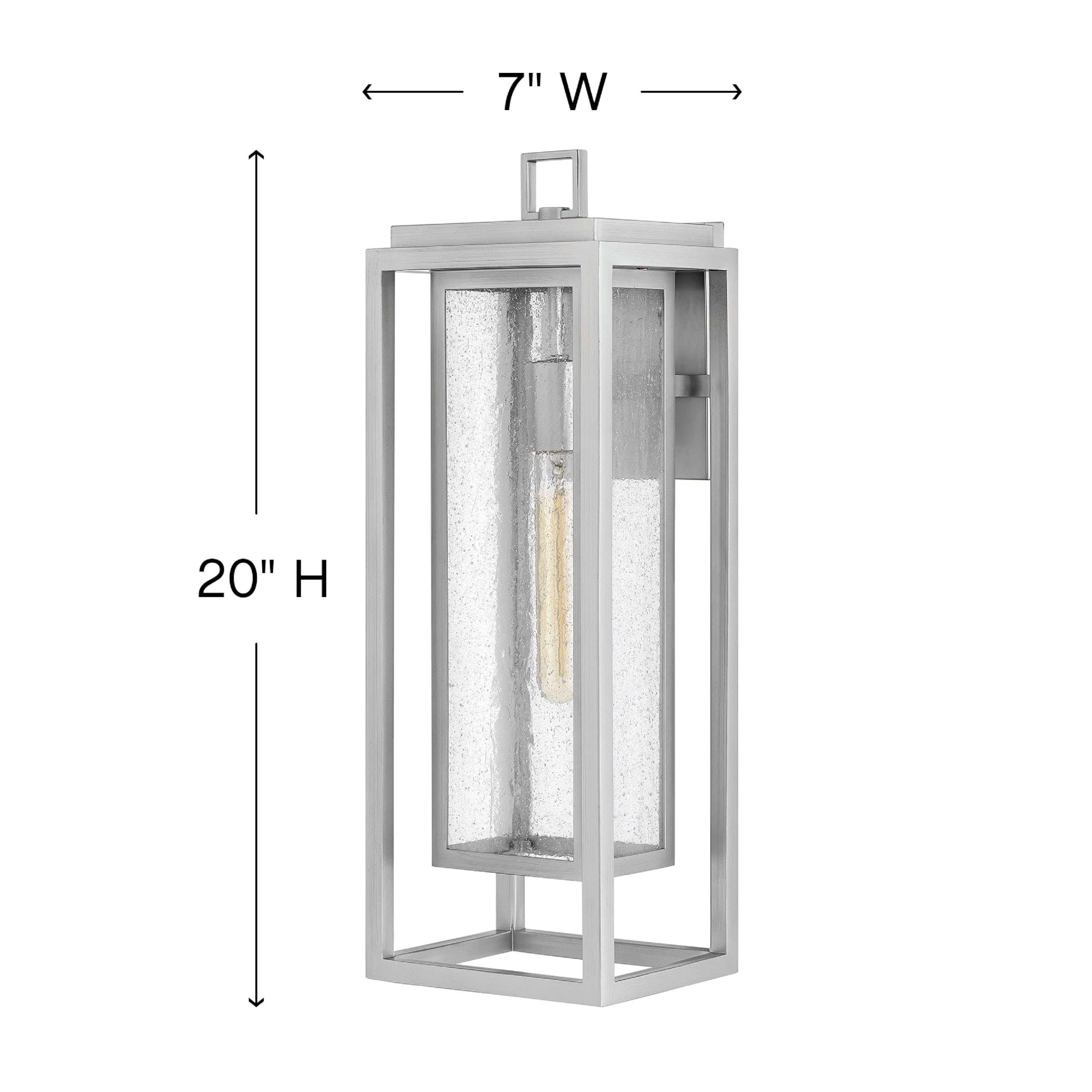 Hinkley Republic 1005SI Large Outdoor Wall Mount Lantern - Modern Transitional Double Frame Design, Satin Nickel Finish - Coastal Elements Collection - Perfect for Porch, Patio, and Entryway Lighting