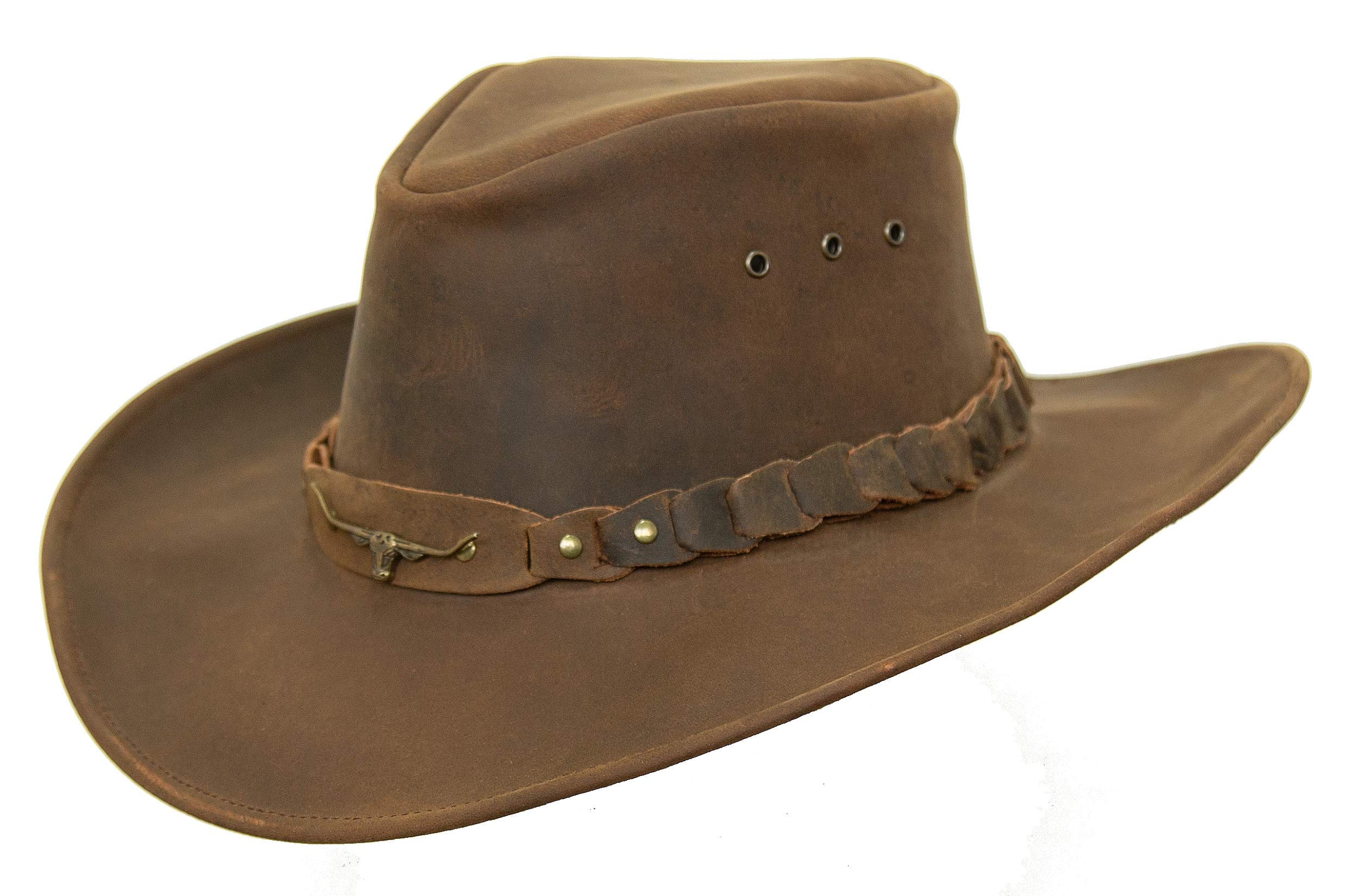 KAKADU Brumby Shapeable Leather Hat - Adjustable Outback Style for Men & Women - Perfect for Hiking, Camping, and Outdoor Adventures