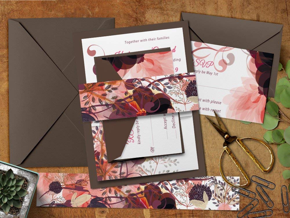 Boho Fall Wedding Invitation Set - Rustic Floral Wedding Cards with Modern Bohemian Design for Autumn Weddings, Bridal Shower & Engagement Parties