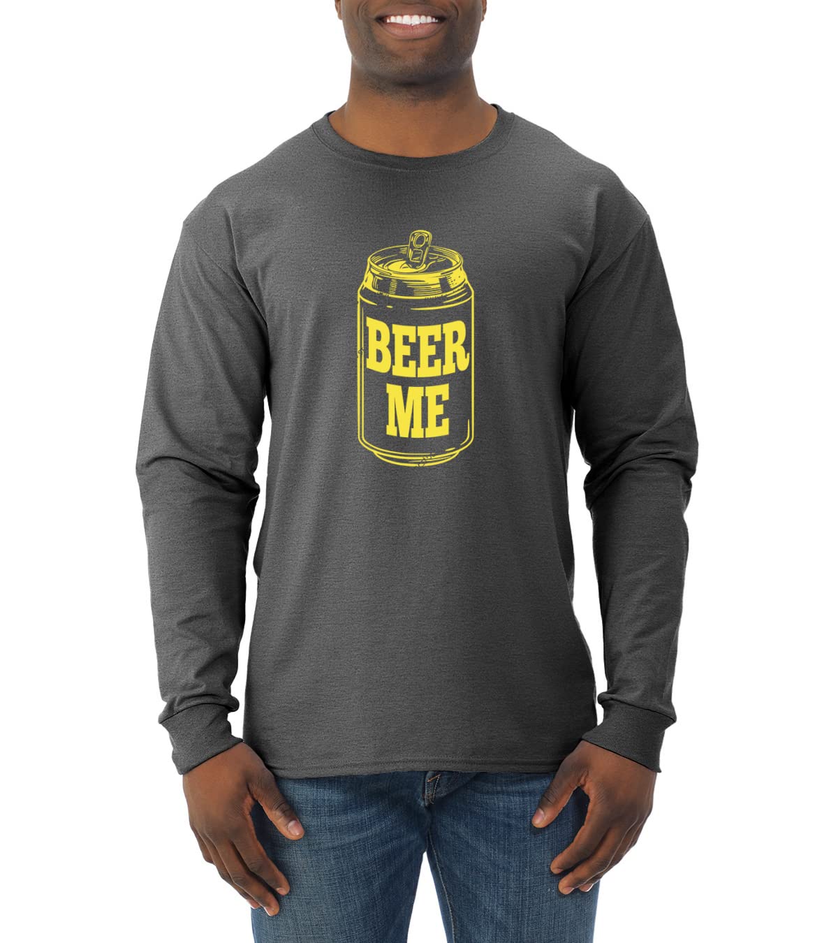 Wild Bobby Beer Me Drinking Men's Long Sleeve T-Shirt - Funny Beer Lover Gift for Parties & Casual Wear