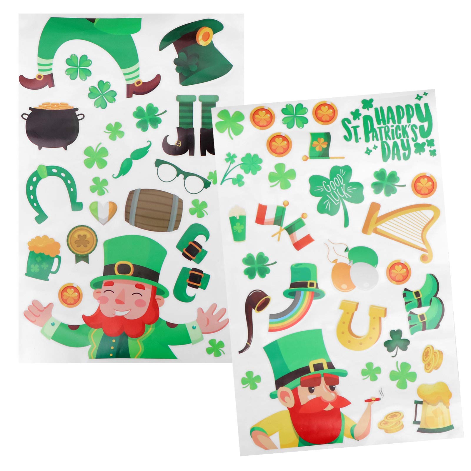 VALICLUD St Patricks Day Window Stickers - Green Wall Decals for Home & Party Decor