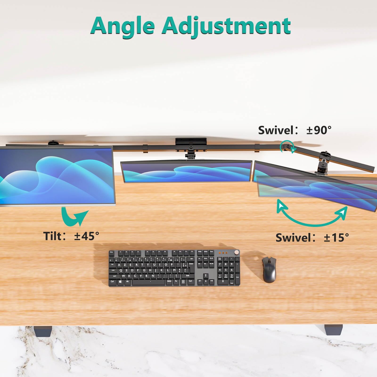 WALI Triple Monitor Wall Mount for 17-32 Inch Screens - Heavy Duty Adjustable 3 Monitor Arm with Swivel & Tilt - VESA 75x75/100x100mm - Each Arm Holds 15.4lbs (013ARM) Black - Perfect for Home Office, Gaming Setup & Multi-Screen Workstations