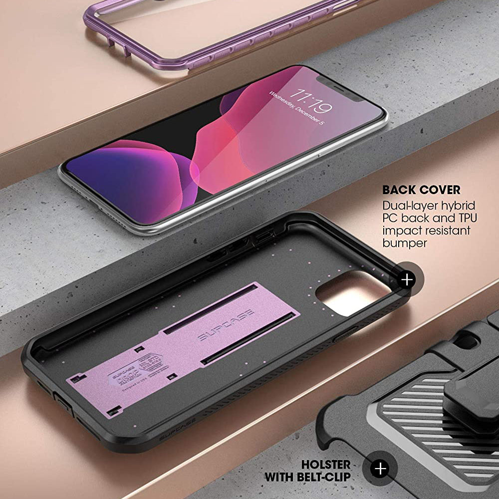 iPhone 11 6.1 Inch Unicorn Beetle Pro Rugged Case - Shockproof Protective Cover with Built-in Screen Protector, Metallic Purple (Open Box) - Perfect for Outdoor, Sports & Extreme Activities