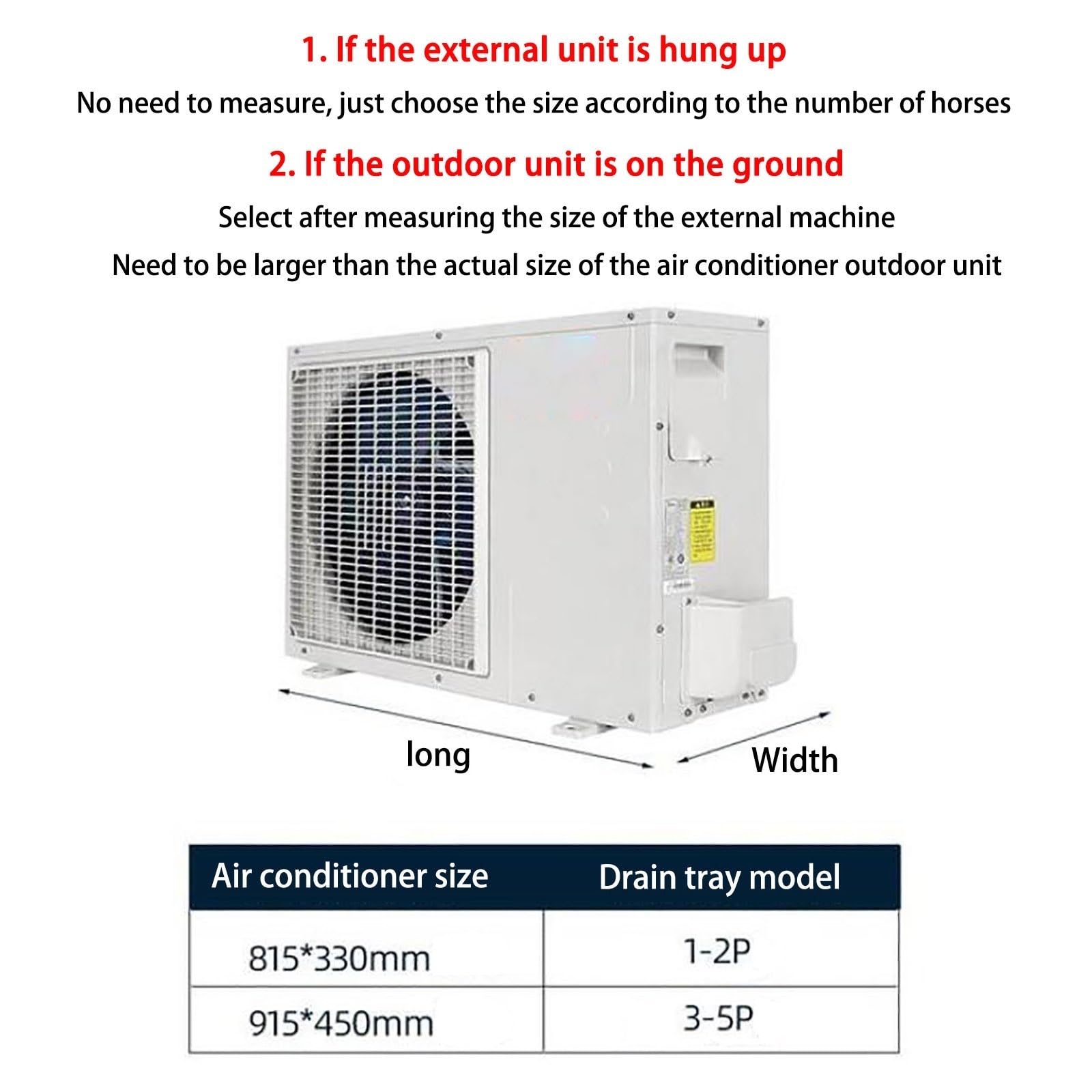 Air Conditioner Condensate Drain Pan - Indoor/Outdoor AC Unit Water Collection Tray with 10m Hose - Durable PP Plastic Drip Pan for Window AC Drainage System (1-2P, White) - Perfect for Home, Office & RV Cooling Maintenance