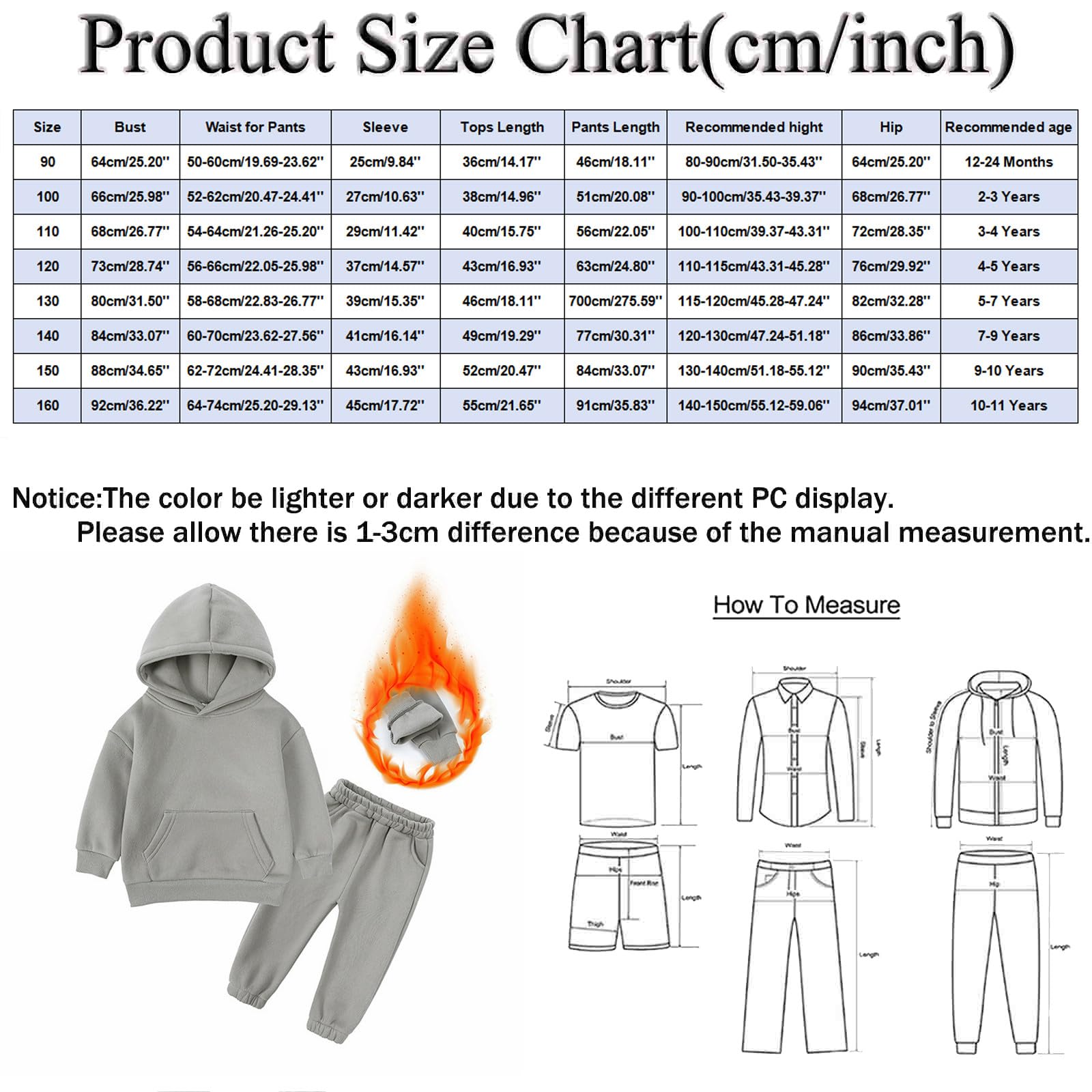 2PCS Toddler Outfits Set - Long Sleeve Hoodie & Sweatpants for Boys & Girls | Athletic Sweatsuit for Playtime, Preschool & Outdoor Activities
