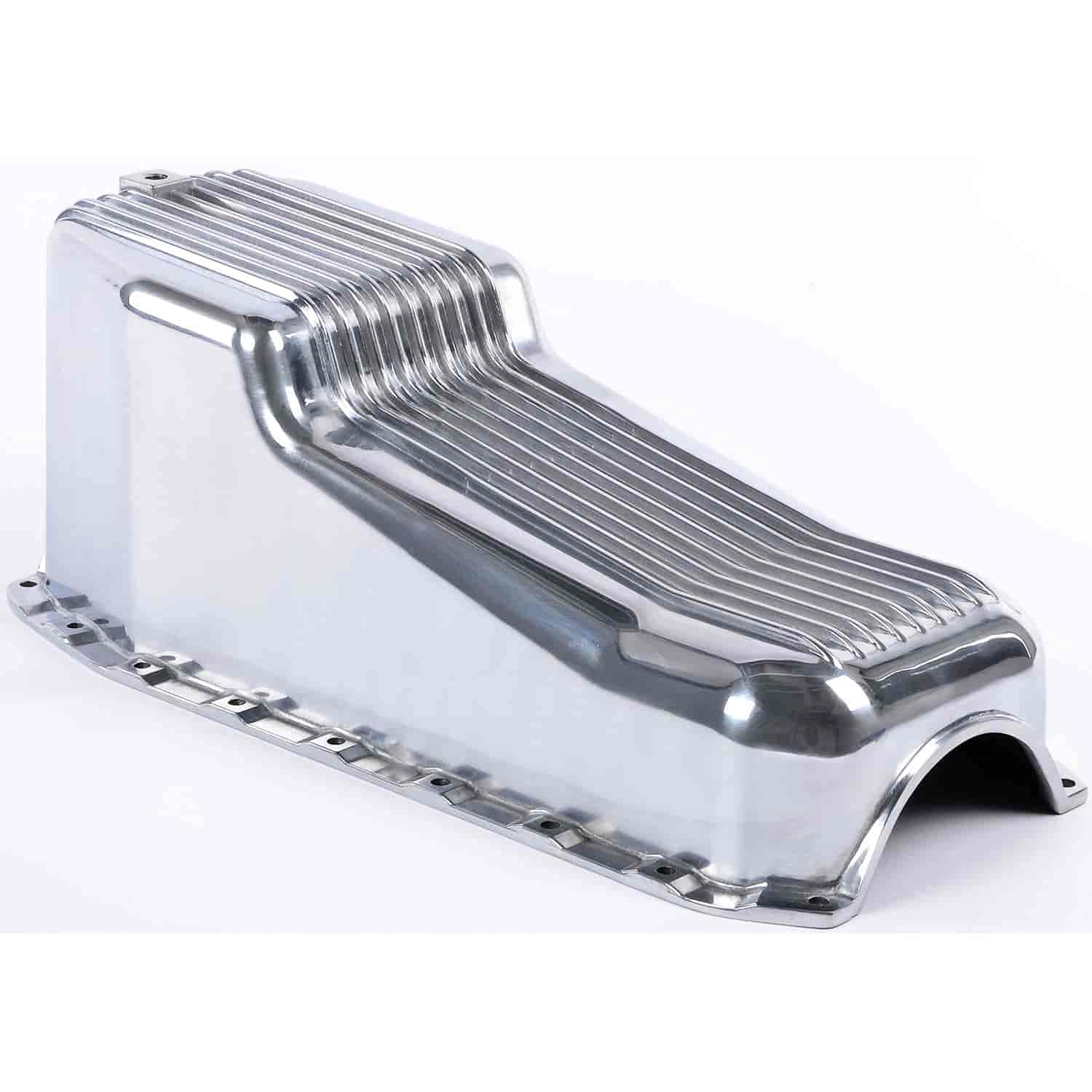 JEGS 50203 High Performance Finned Aluminum Oil Pan - Universal Fit for Cars & Trucks - Improves Engine Cooling & Oil Capacity - Ideal for Racing, Off-Road & Performance Upgrades