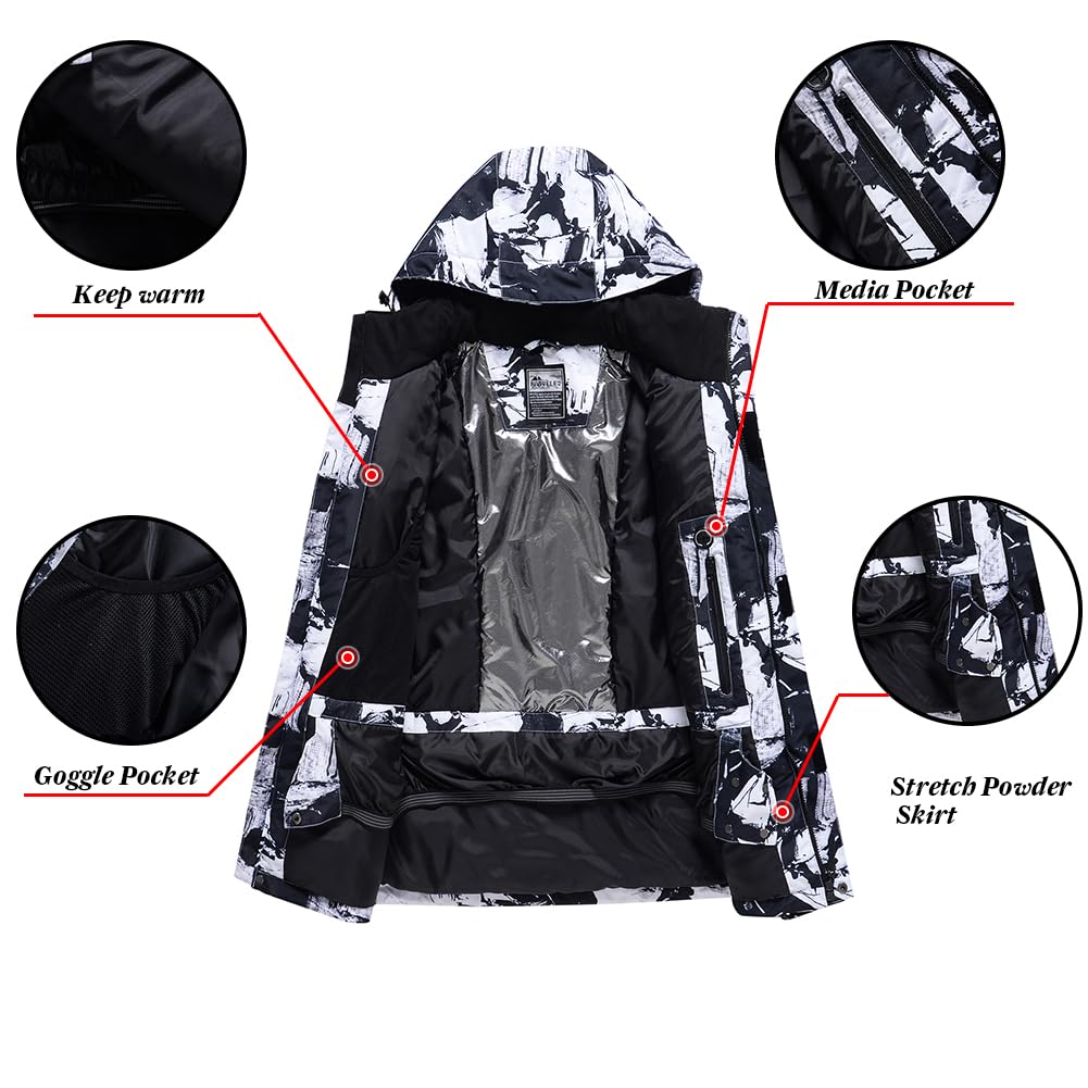 RIUIYELE Men's Insulated Waterproof Ski Jacket & Pants Set - Winter Warm Snowsuit for Skiing & Snowboarding - Perfect for Outdoor Winter Sports & Cold Weather Activities