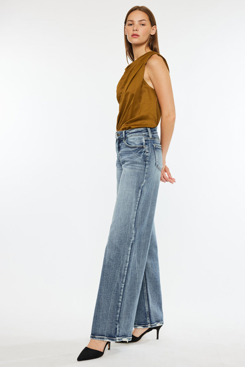 Venice Mid Rise Wide Leg Jeans for Women - Stretchy Comfort Denim Pants with Flared Fit - Perfect for Casual Outings, Work & Weekend Wear