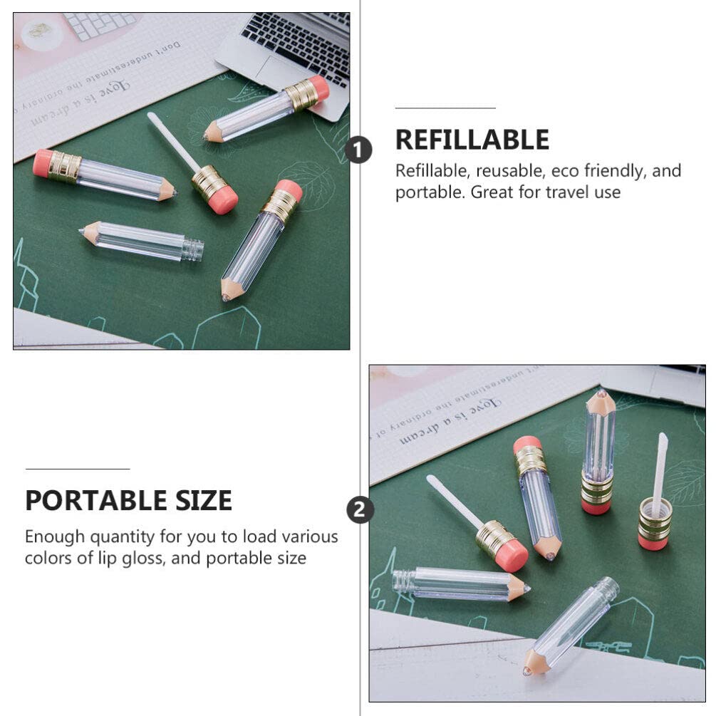 EXCLUZO 20Pcs Empty Refillable Lip Gloss Tubes - Pencil Shaped Mini Lip Gloss Containers for DIY Cosmetics, Lipstick Samples (Perfect for Women & Girls) - Ideal for Makeup Artists, Beauty Salons, and Personal Lip Care Routines