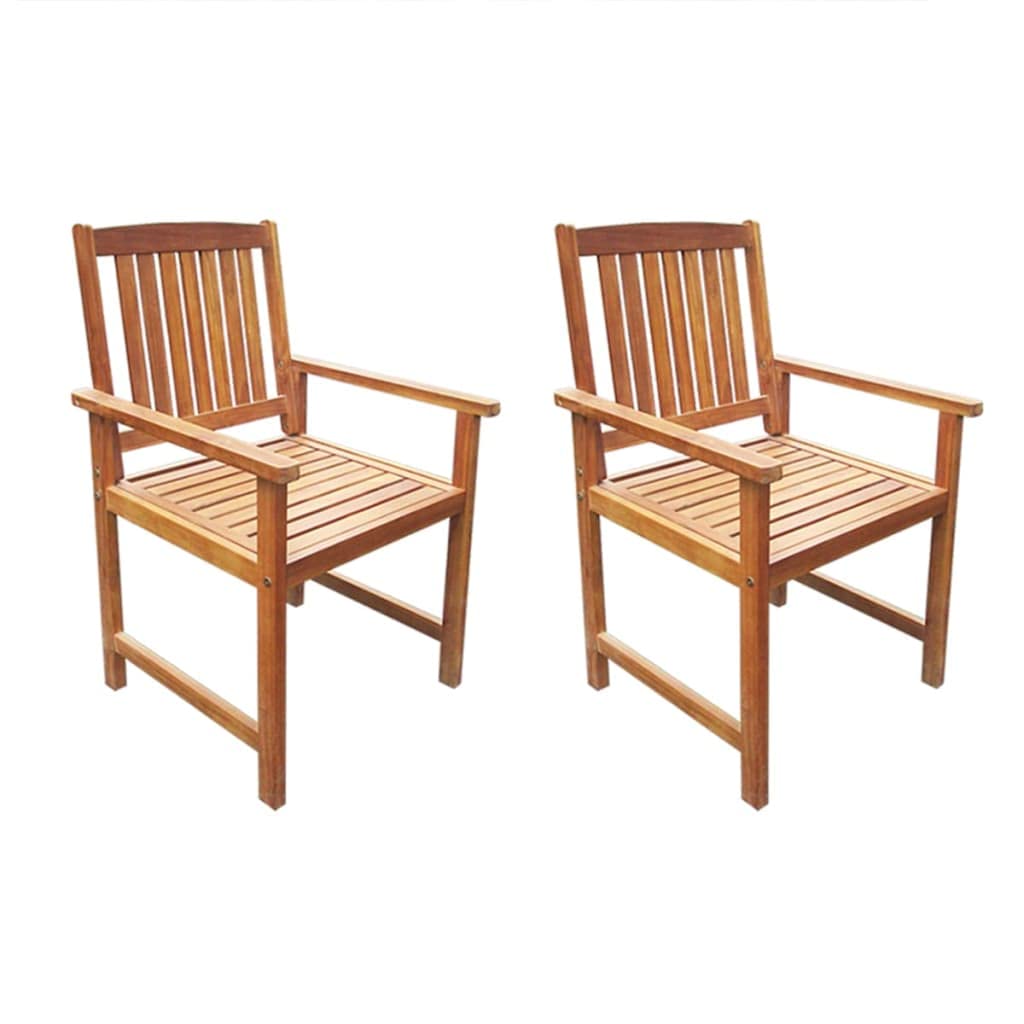vidaXL Solid Acacia Wood Patio Chairs Set of 2 - Rustic Brown Outdoor Dining Furniture - Easy to Clean & Assemble - Perfect for Backyard, Garden, and Poolside Relaxation