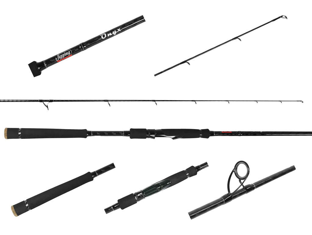 Jigging World Onyx Inshore Spinning Jigging Rods - Lightweight Saltwater Fishing Rod for Bass, Snapper & Inshore Gamefish - Perfect for Kayak Fishing & Shore Casting