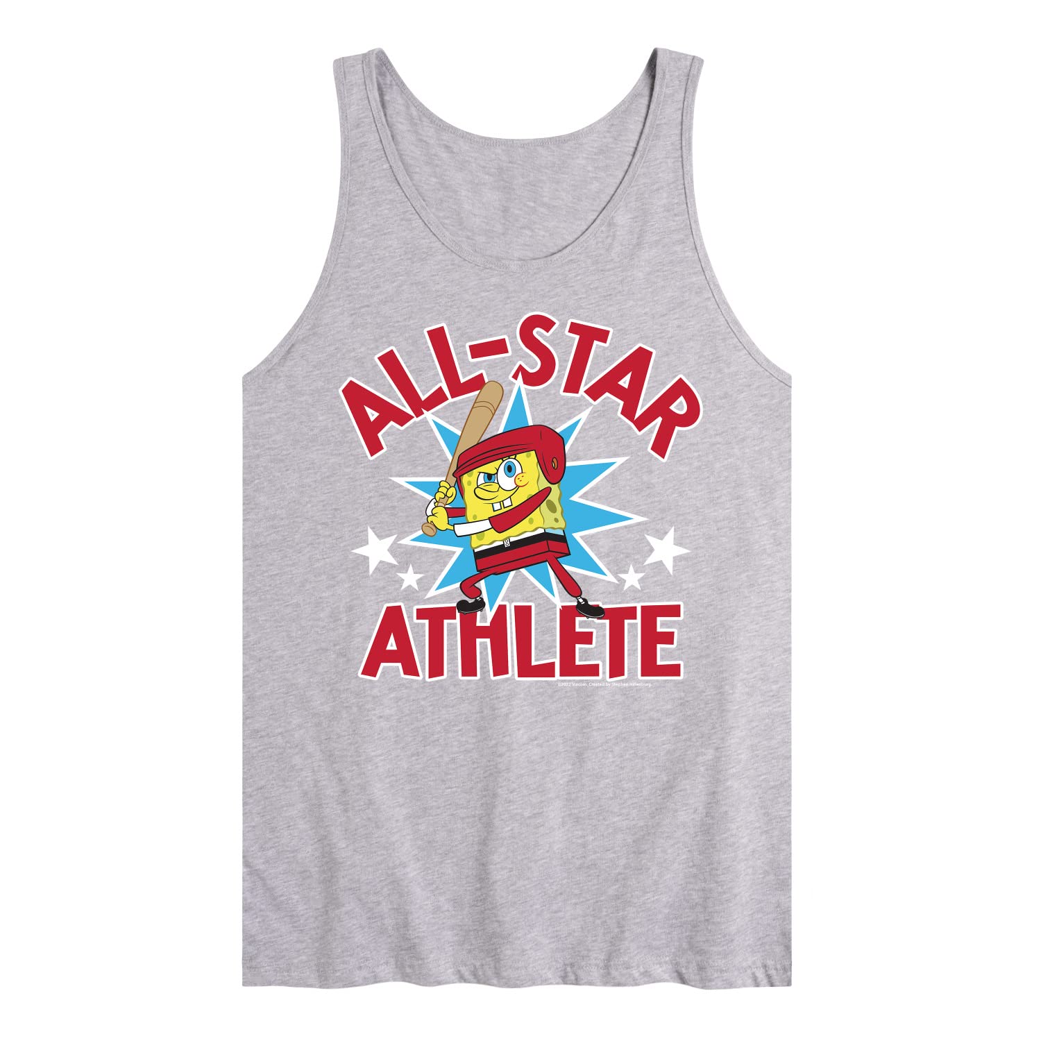 HYBRID APPAREL Spongebob Squarepants American All Star Men's Jersey Tank Top - Soft Breathable Sleeveless Shirt for Casual Wear, Gym, Sports & Summer Outfits