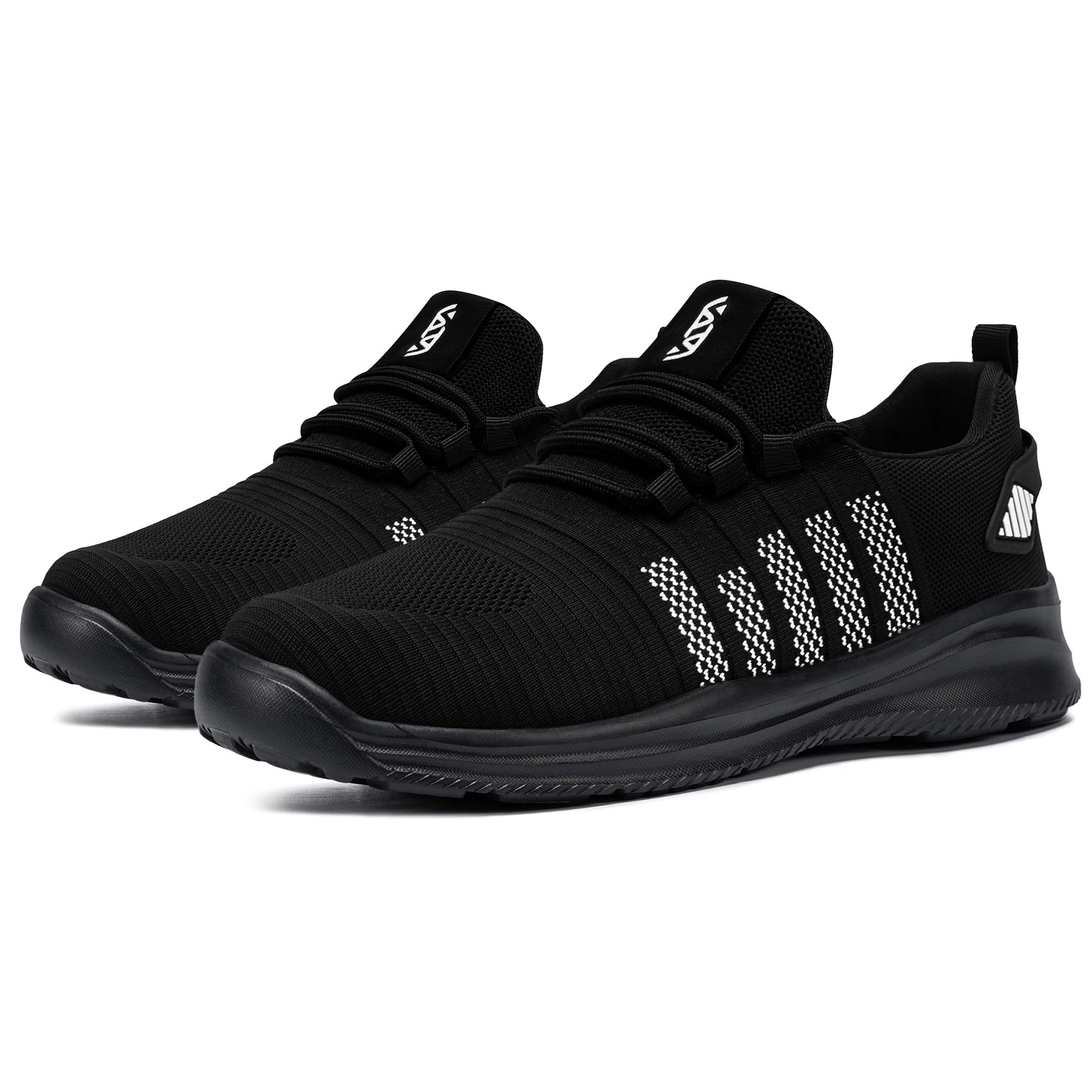 Waterproof Running Shoes for Men & Women - Lightweight Slip-On Sneakers for Walking, Tennis & Gym - Non-Slip Black & White Athletic Shoes (Size 9) - Perfect for Outdoor Jogging, Workouts & Daily Wear