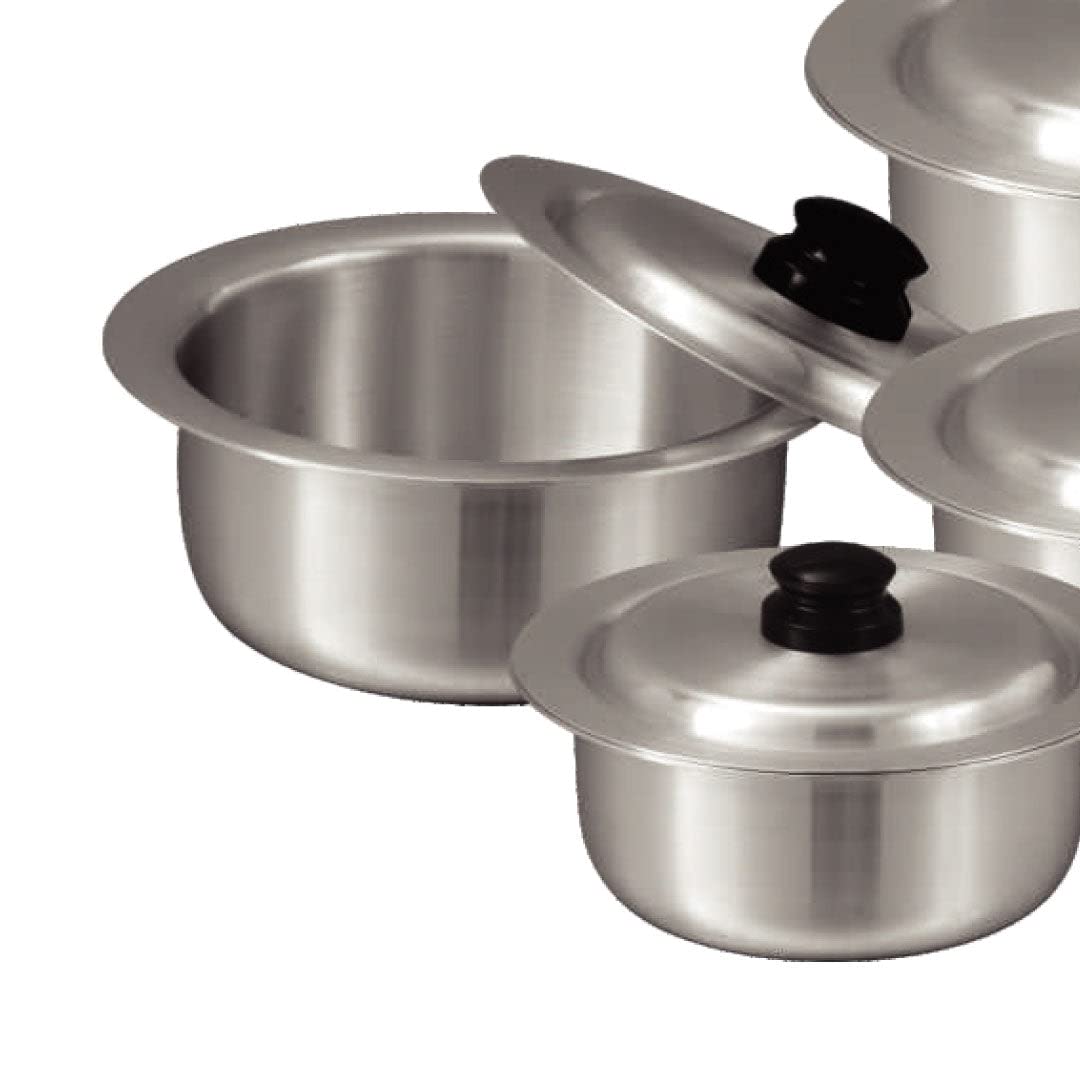 Premium 6-Piece Aluminum Cookware Set with Lids (2.5L-11L) - Durable Non-Stick Cooking Pots for Home Kitchen, Camping & Outdoor Use - Sonex Metal Finish Global Pot Collection