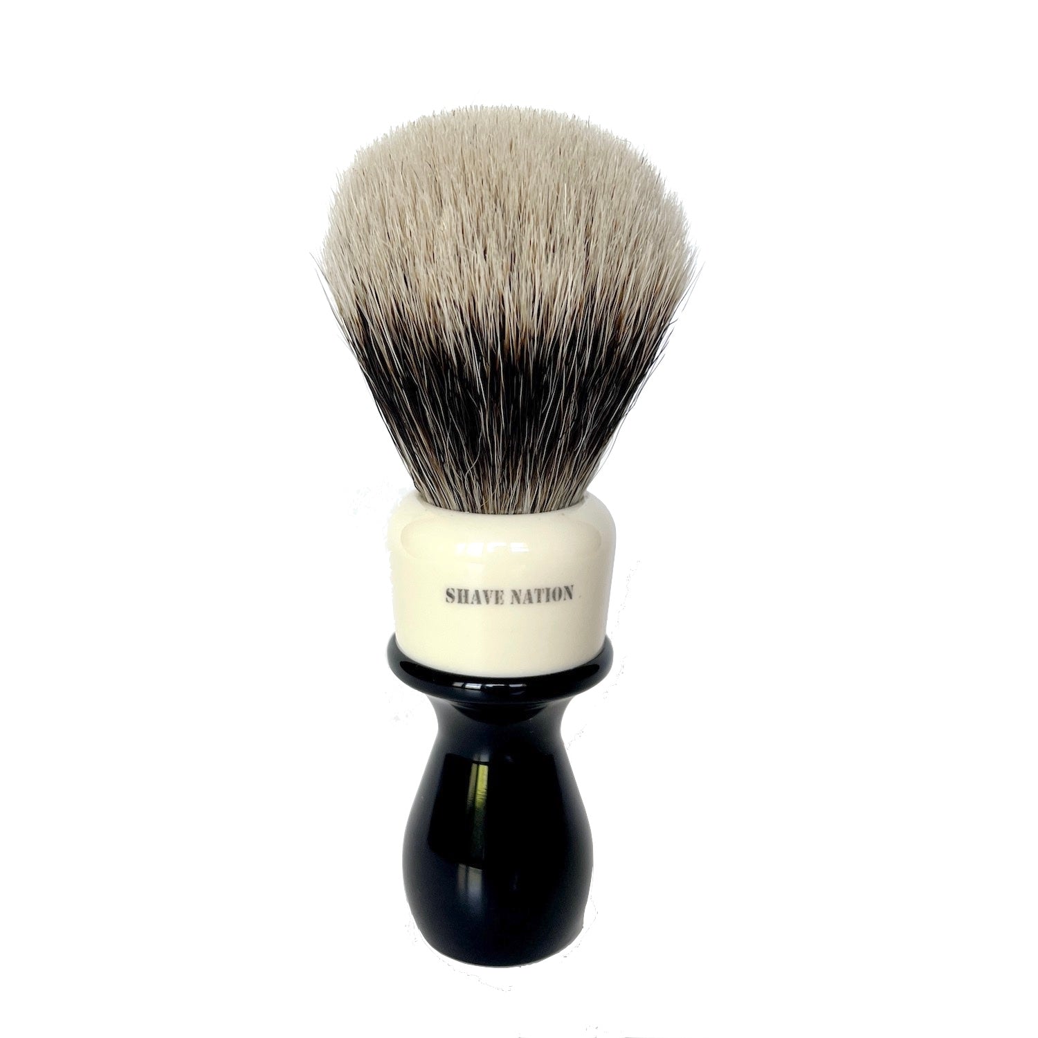 Premium Badger Hair Shaving Brush with Black & Ivory Resin Handle - Luxury Wet Shaving Essential for Men's Grooming & Beard Care Routine