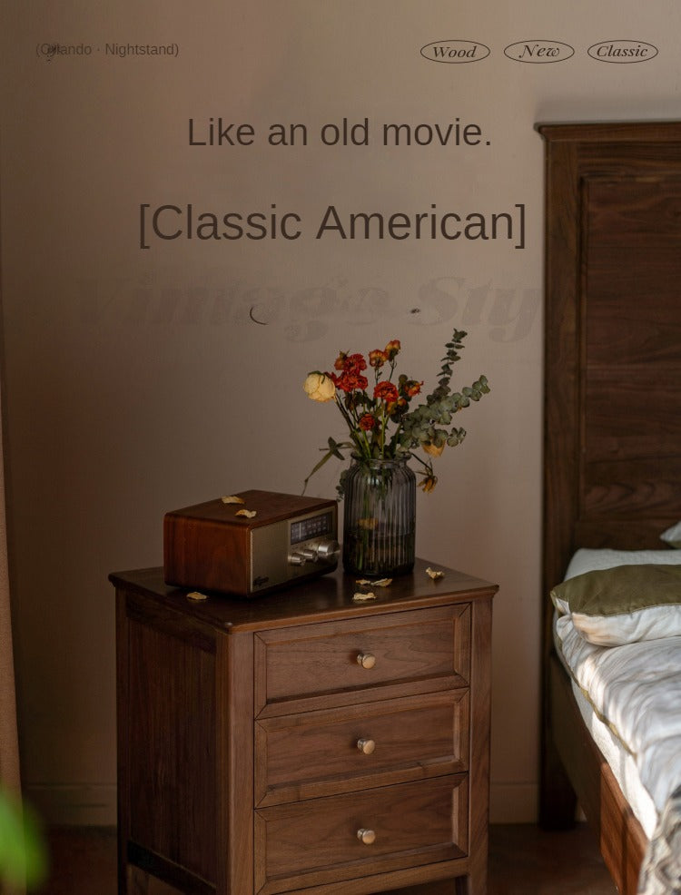 Premium Black Walnut Solid Wood Nightstand - Handcrafted Bedside Table with Drawer for Bedroom, Living Room & Guest Room - Modern & Rustic Home Decor Furniture