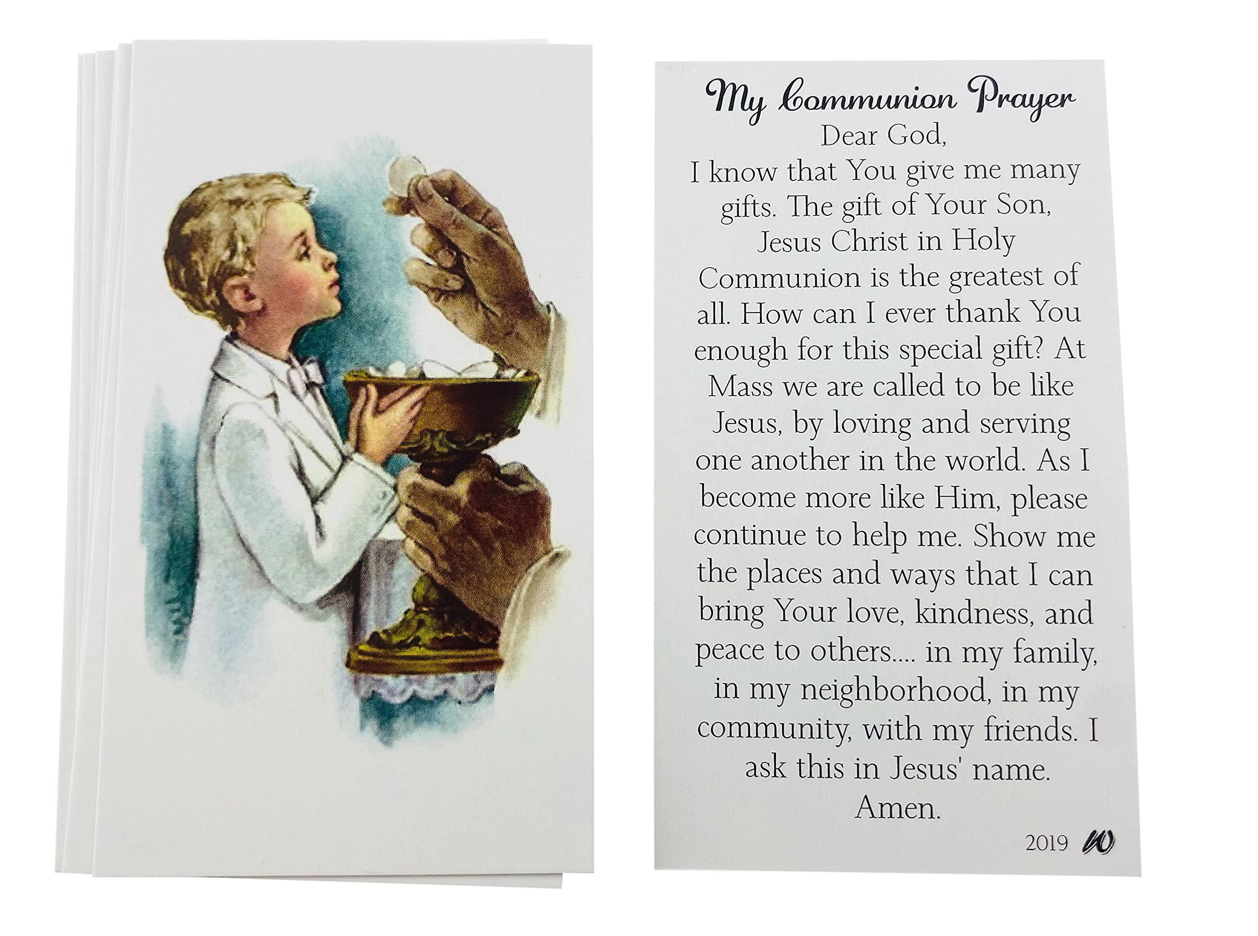 First Communion Boy's Holy Card Print Pack - Wallet Size Set of 10 - Perfect for Religious Gifts, Keepsakes & Church Events