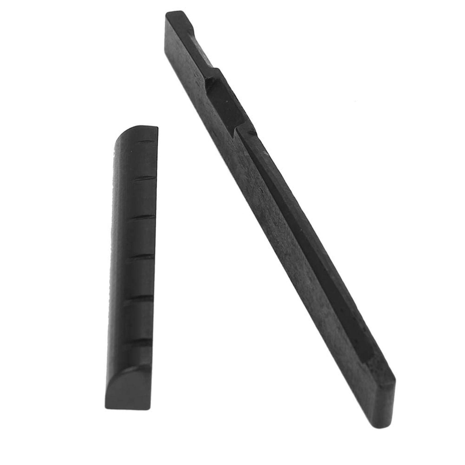 Premium Bone Guitar Saddle & Nut Set for 6-String Acoustic Guitars - Durable, Smooth Surface - Perfect for Guitar Players & Musicians (Black) - Ideal for String Action Adjustment & Enhanced Sound Quality