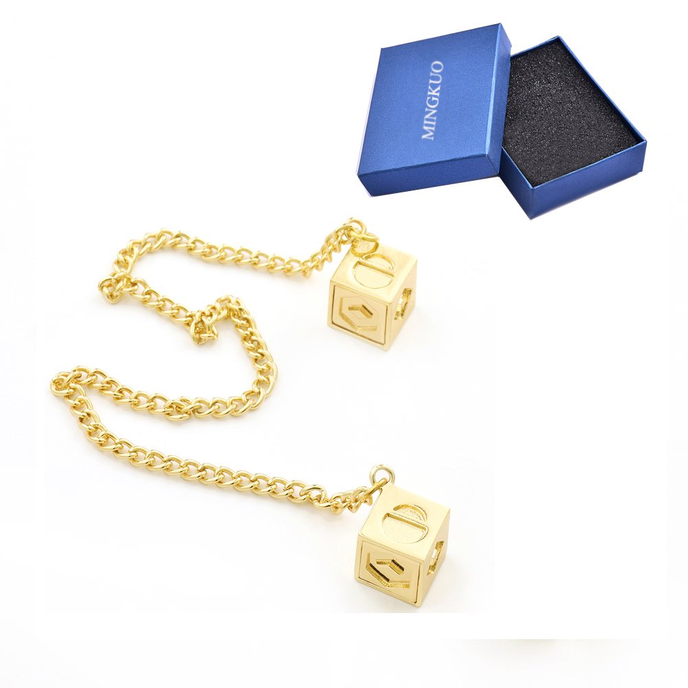 Star Wars Han Solo Lucky Dice Prop Replica - 1.3cm Metal Cosplay Accessory with Movie Link Chain (Black-Gold) | Perfect for Costumes, Collectibles & The Last Jedi Fans