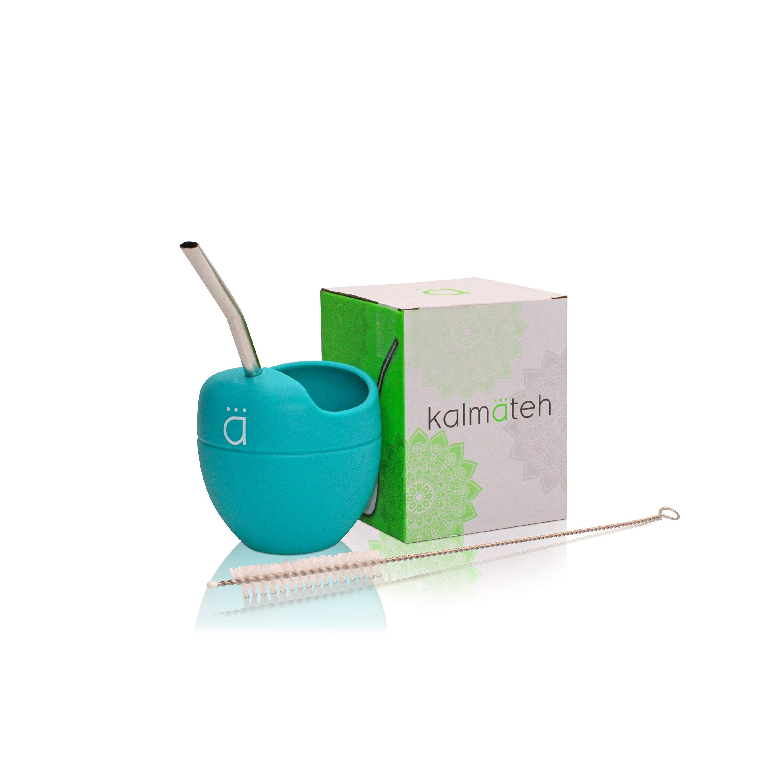Premium Silicone Yerba Mate Gourd with Bombilla Straw & Cleaning Brush - BPA Free, Travel-Friendly, Easy to Clean (Turquoise) - Perfect for Outdoor Adventures, Camping & Daily Tea Rituals