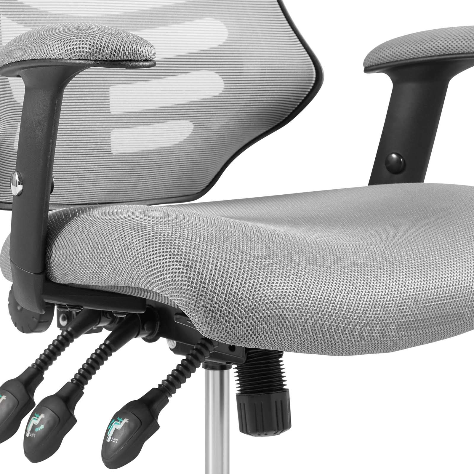 Modway Calibrate Ergonomic Mesh Office Chair with Adjustable Height & Lumbar Support - Gray Computer Desk Chair for Home & Office Workspaces