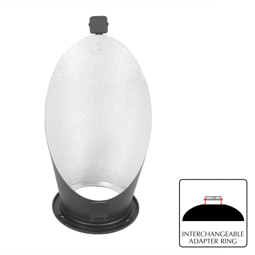 45° Background Reflector Spring Clips with Interchangeable Fitting - Silver Interior for Photography Lighting & Studio Equipment Accessories