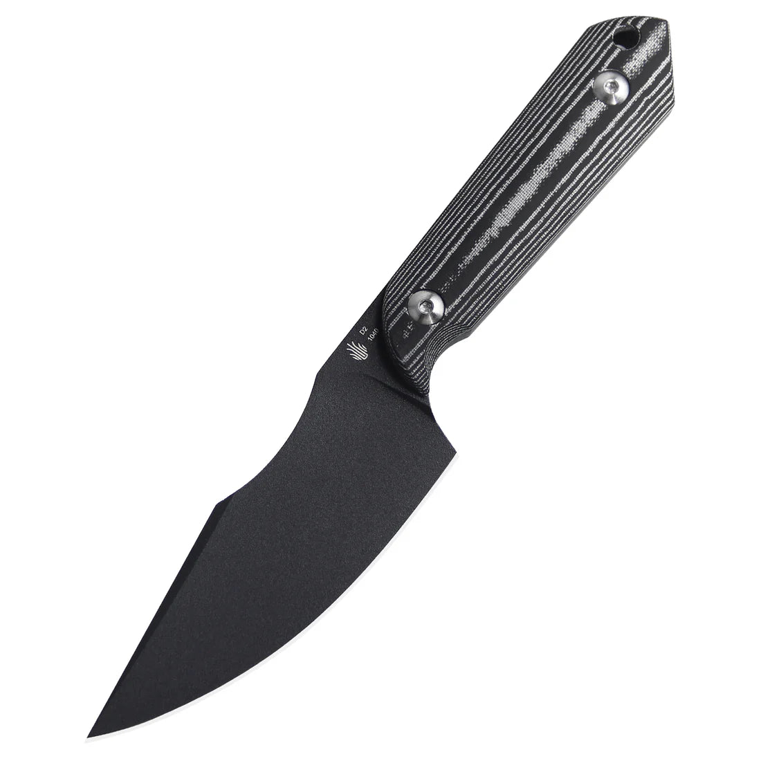 Kizer 1040 Harpoon Fixed Blade Knife - Black Coated Plain Blade with Black Micarta Handle & Kydex Sheath | Outdoor Survival, Hunting, Camping, Bushcraft Knife