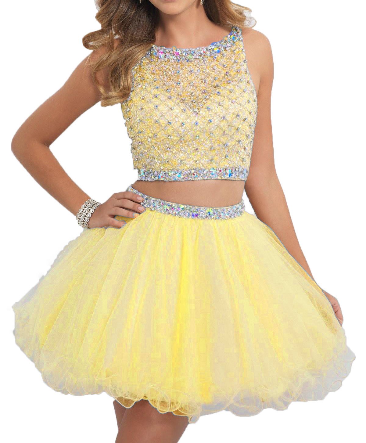 Beaded Two-Piece Tulle Homecoming Dress for Teens | Short Prom Party Graduation Dresses 2-Piece Set for Juniors | Perfect for Dances, Formals, and Special Occasions