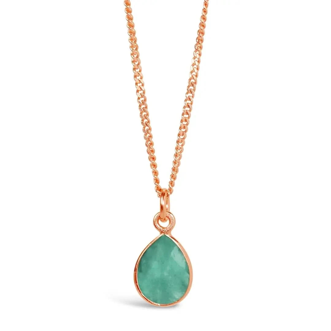 Chrysoprase Charm Necklace in Rose Gold - May Birthstone Jewelry for Women - Perfect for Gifts, Birthdays & Everyday Wear