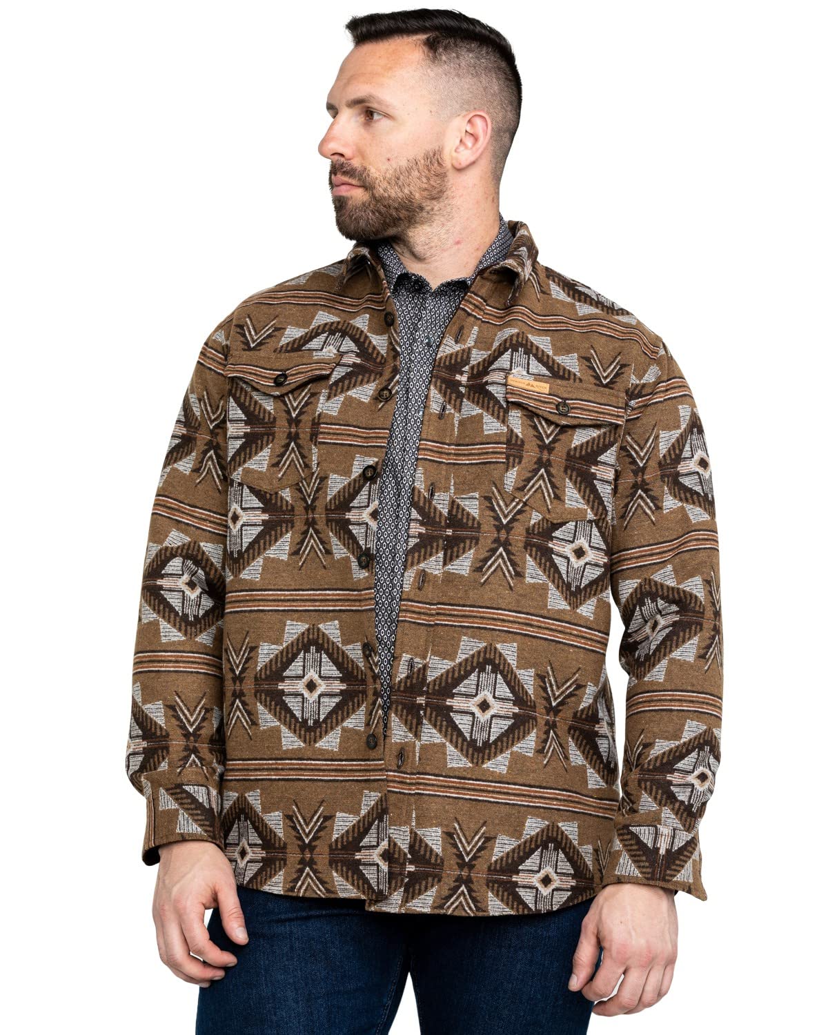 Powder River Outfitters Men's Aztec Jacquard Shirt Jacket - 92-2687 | Stylish Western Wear for Casual Outings & Outdoor Adventures