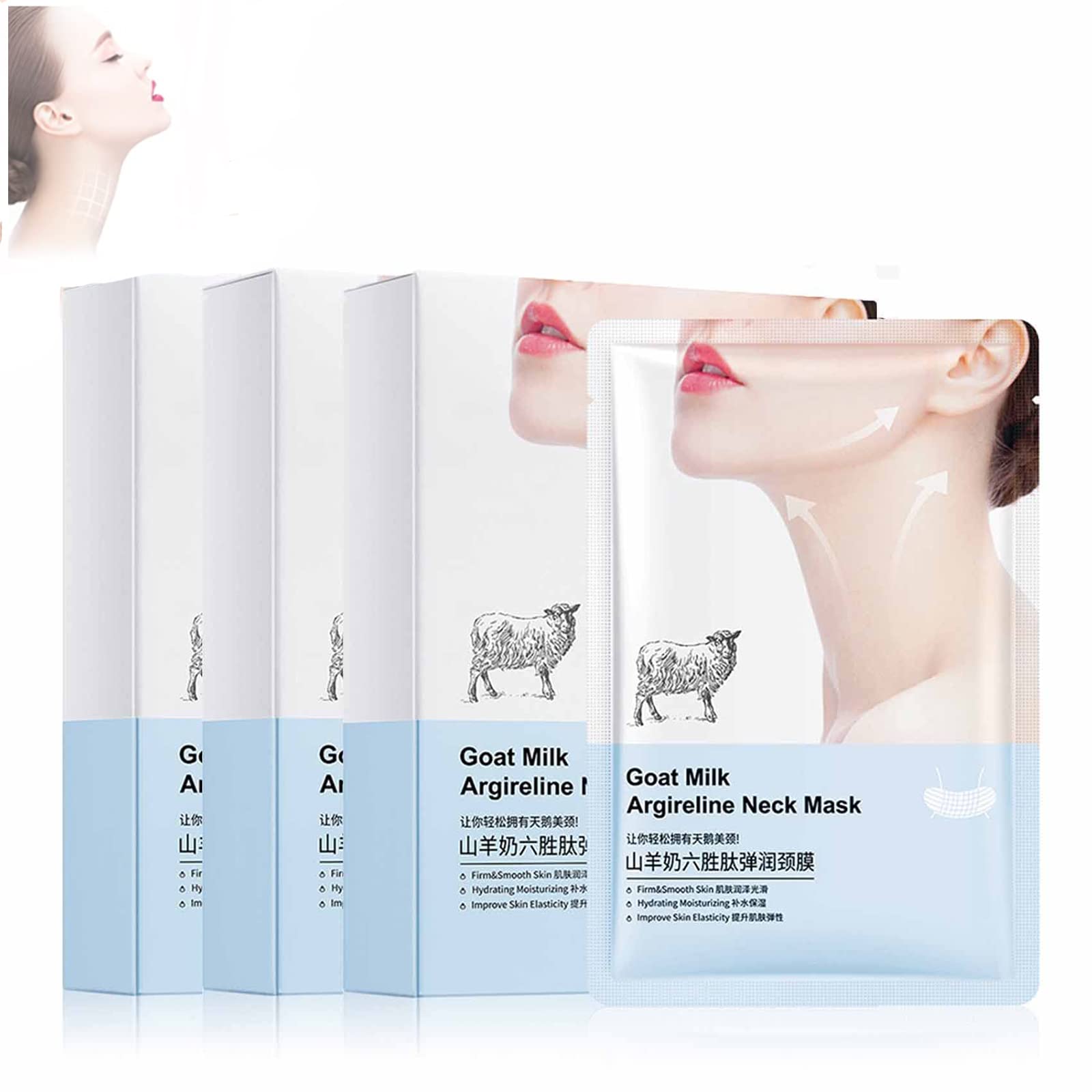 Premium Goat Milk Collagen Firming Neck Mask - Anti-Wrinkle & Skin Tightening Patches for Sagging Skin - Lifts & Reduces Neck Lines (3-Pack) | Perfect for Night Skincare Routine & Travel Essentials