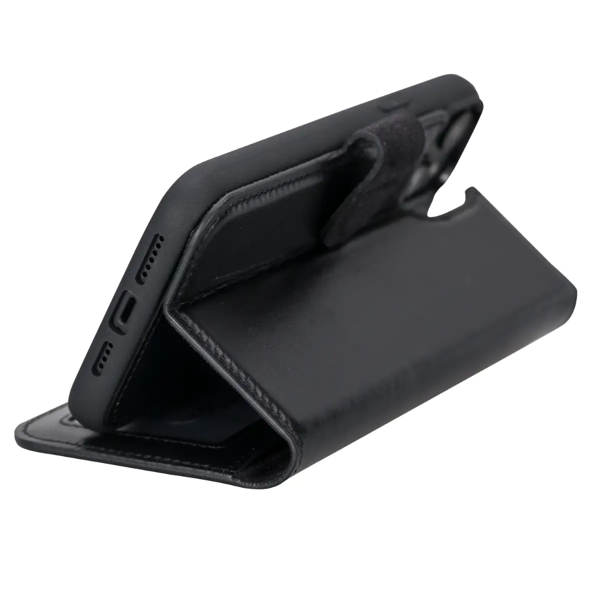 Premium Black Leather Wallet Case for iPhone 14 Plus - RFID Blocking, Card Slots & Kickstand | Slim Protective Phone Cover for Everyday Use, Travel & Business