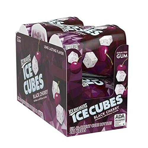 Sugar Free Ice Breakers Ice Cubes Gum with Xylitol - Black Cherry Flavor, 40 Count (Pack of 6) | Fresh Breath Solution for Meetings, Dates & On-the-Go