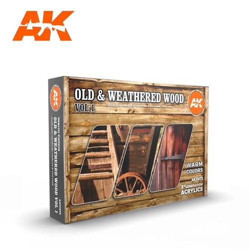 AK Interactive 11673 Old and Weathered Wood Volume 1 Acrylic 3rd Generation Paint Set - Premium Model Painting Kit for Miniatures, Dioramas & Scale Models