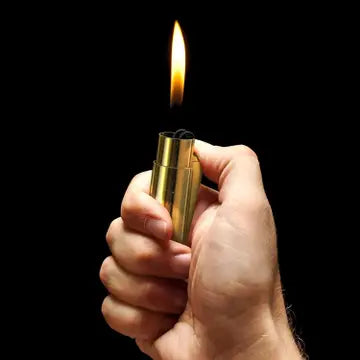 50 Cal Brass Lighter - Windproof Refillable Butane Lighter for Outdoor Camping, Hiking, BBQ & Survival Gear