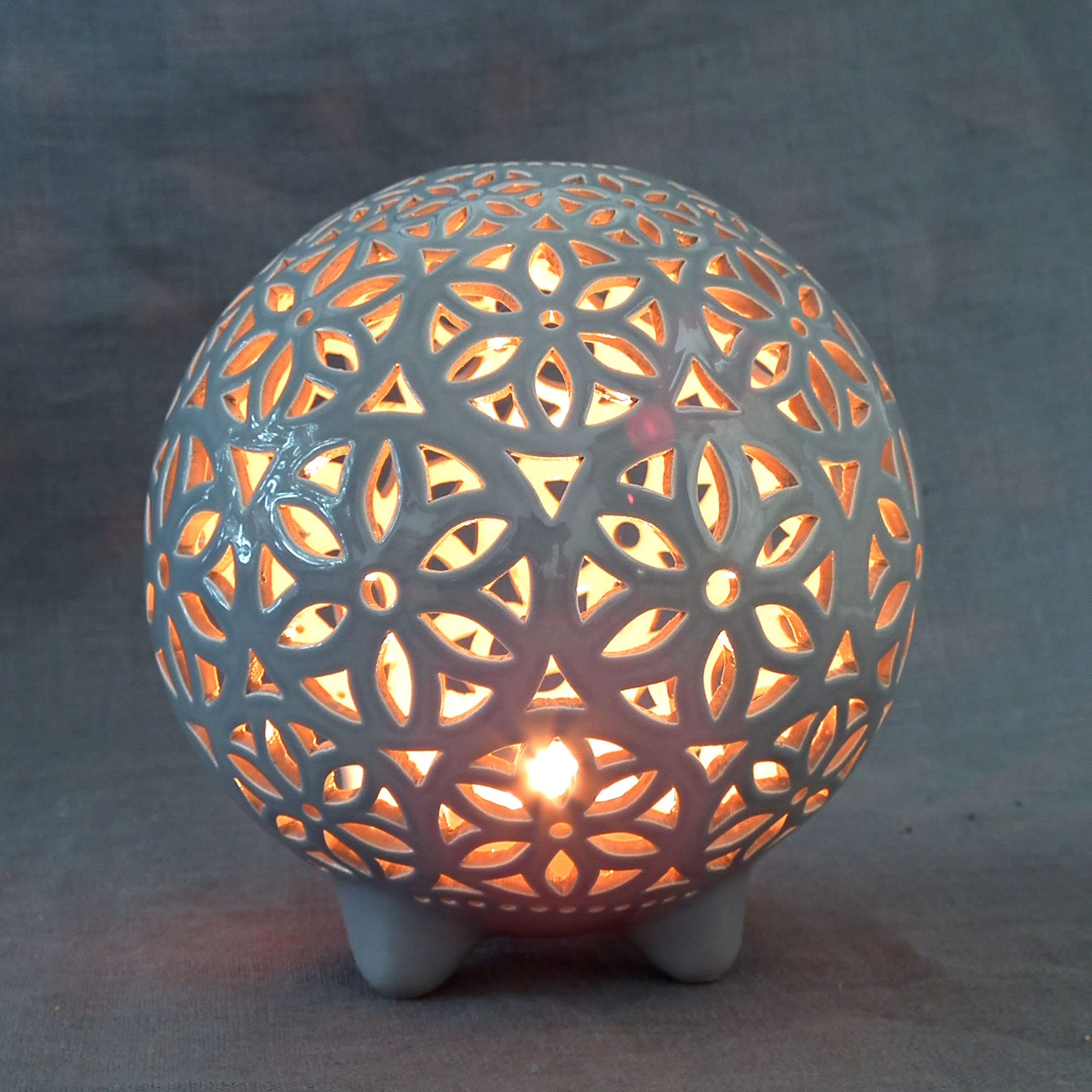 Scandinavian Style Gray Ceramic Candle Holder - Handmade Tealight Lantern for Nordic Home Decor | Perfect for Cozy Living Room, Bedroom & Wedding Centerpiece Decorations