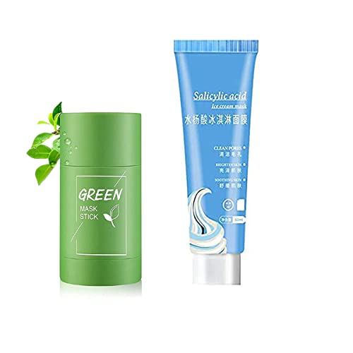 Green Tea Solid Face Mask - Purifying Clay Mask for Oily & Acne-Prone Skin | Deep Cleansing, Oil Control & Blackhead Removal | Brightening & Moisturizing Cream Mask for Daily Skincare Routine & Spa Days