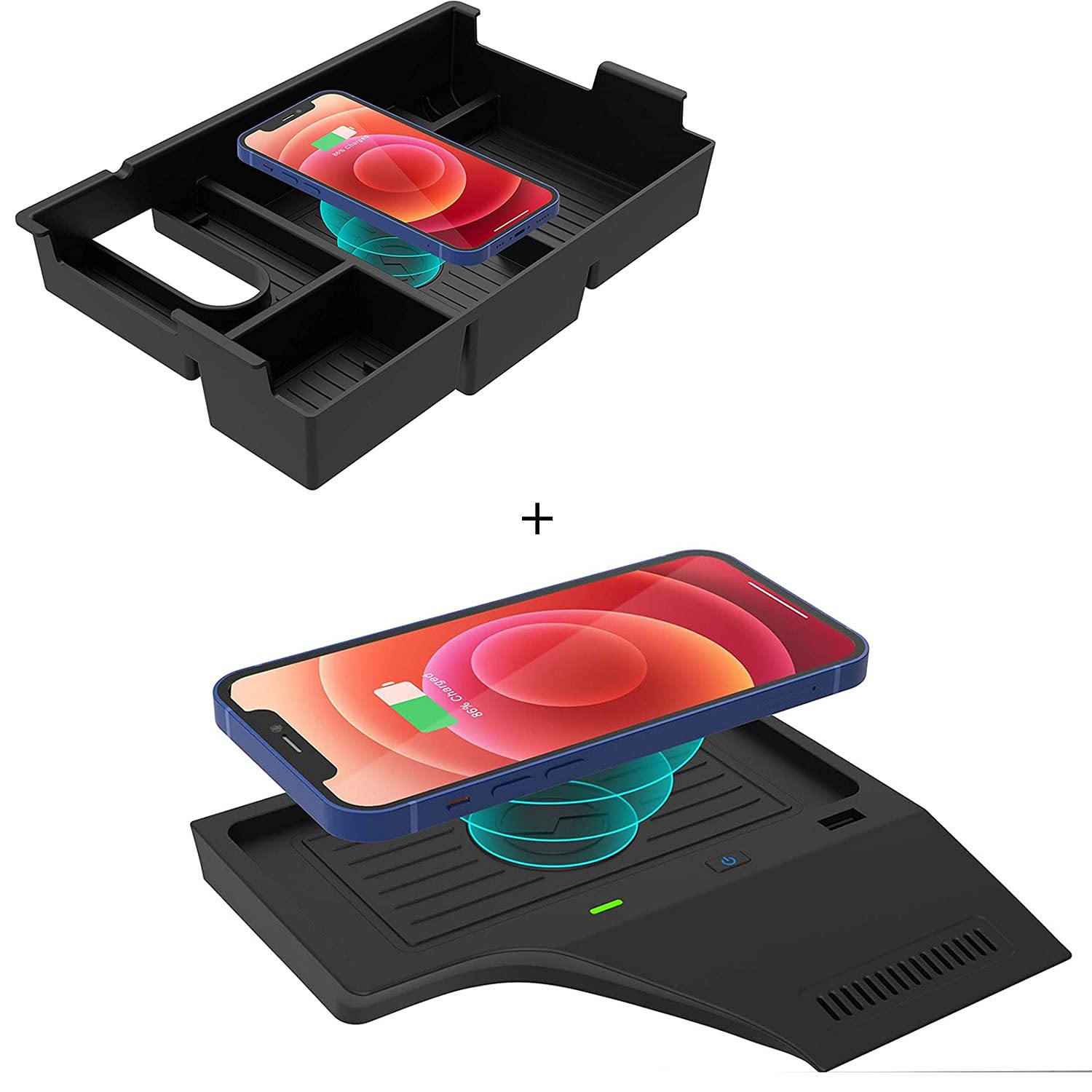 CarQiWireless Wireless Charger Compatible with Toyota Tundra 2007-2021 & Nissan Sentra B18 2020-2021 - Fast Charging Pad for Center Console - Perfect Car Accessory for Men, Women & Teens - Great for Road Trips & Daily Commutes