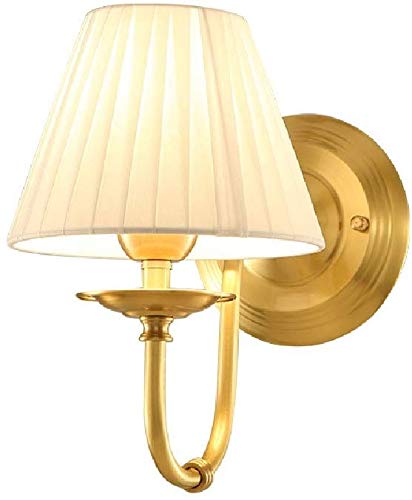 European Minimalist Fabric Wall Mounted Light - E14 Bedside Lamp for Bedroom, Living Room & Corridor - Luxury Copper Reading Light for Cozy Ambiance & Nighttime Relaxation